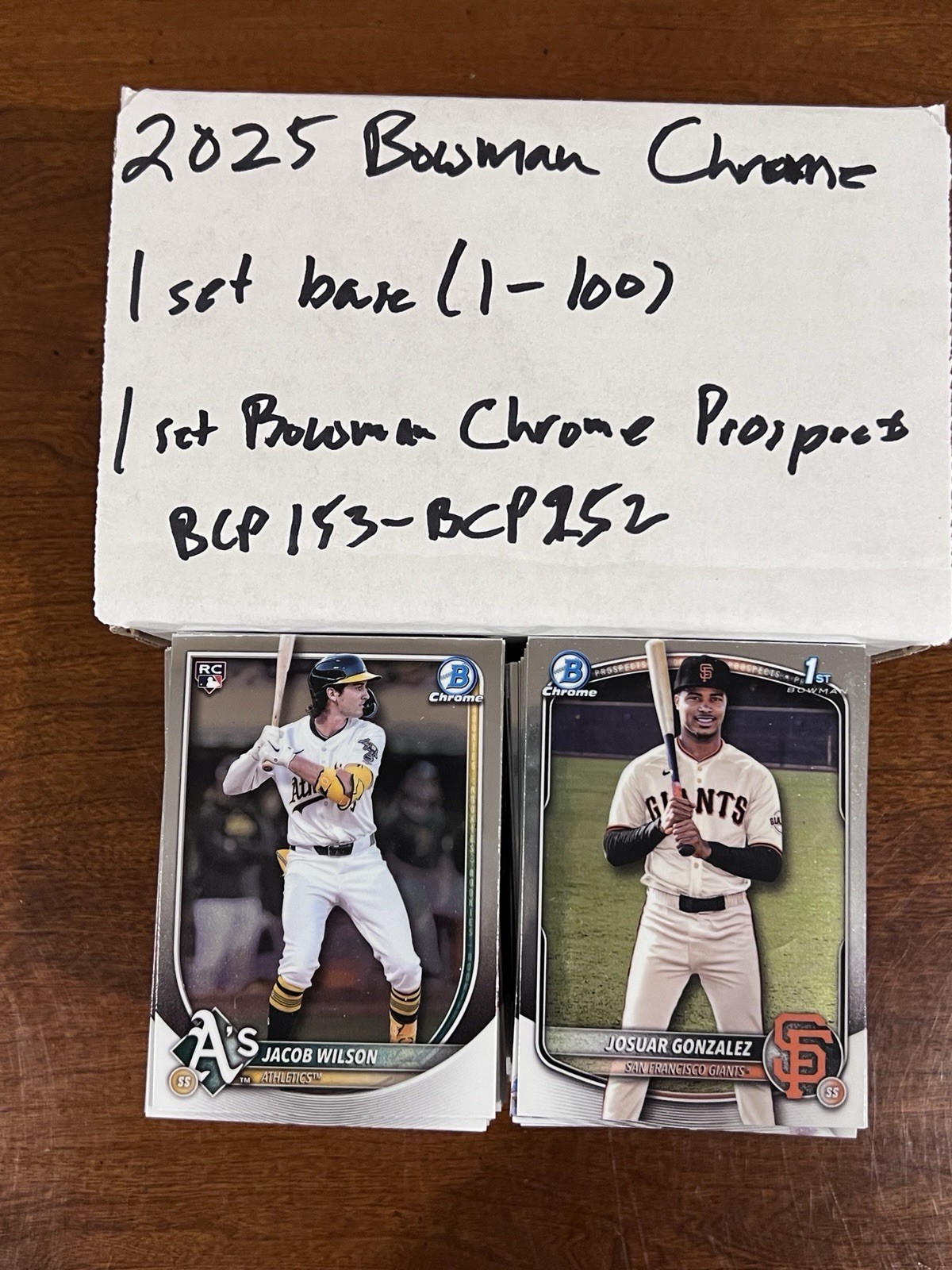 2025 Bowman Chrome Baseball COMPLETE SET BASE (1-100) + PROSPECT (BCP153-BCP252)