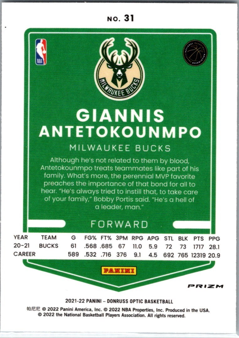 2021-22 Optic Target Exclusive SP Silver Pulsar Prizm Giannis Antetokounmpo