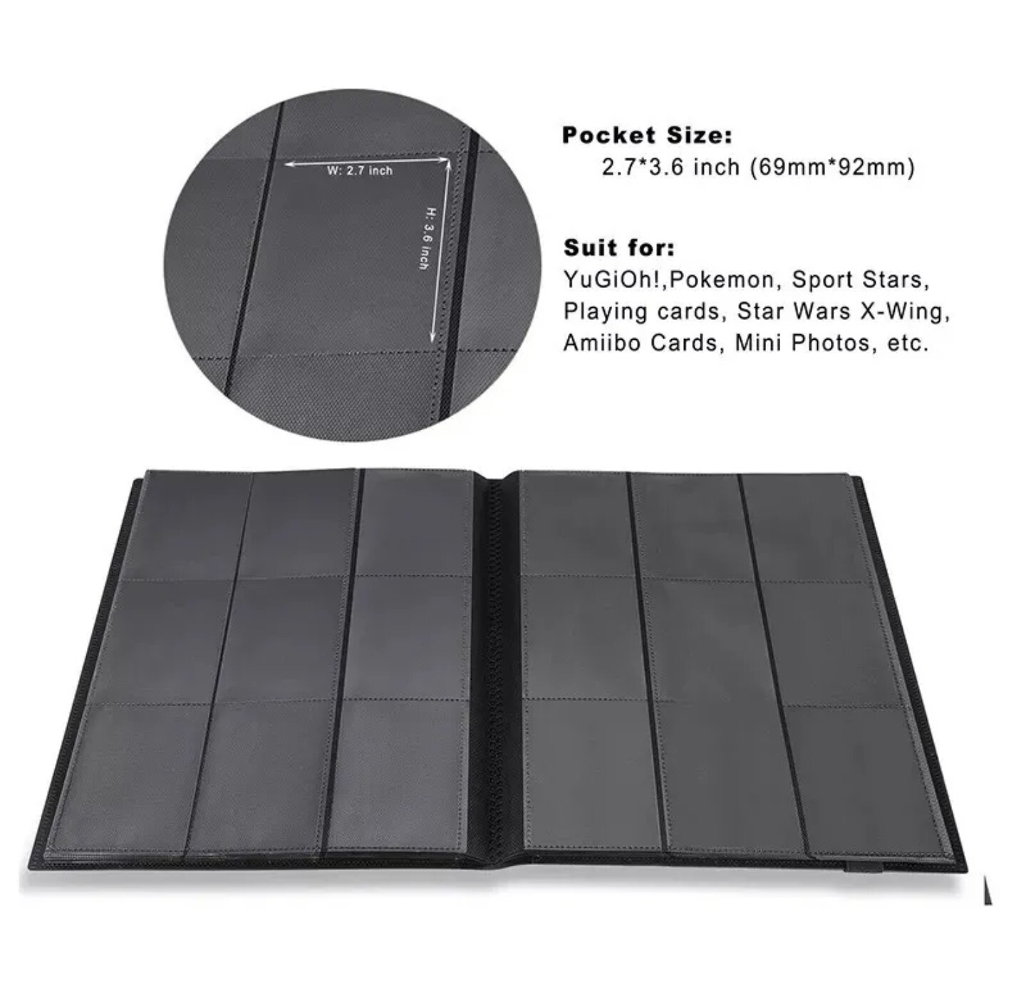 (3) PACK MULTI COLOR 360 Pocket Trading Card Binder Side Loading Elastic HOLDER