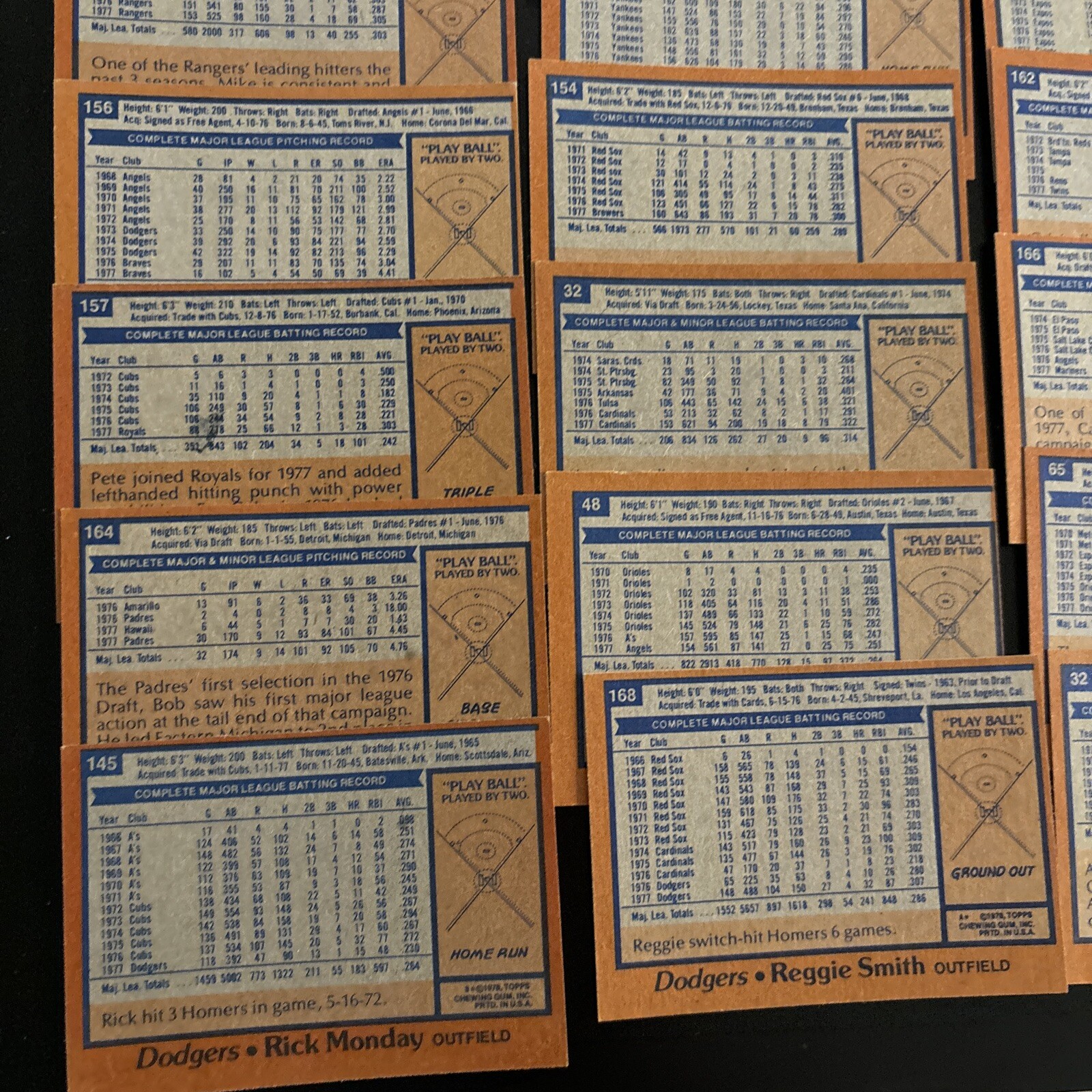 1978 Topps Baseball Card Singles #1-175 U-Pick EX+ FREE SHIPPING