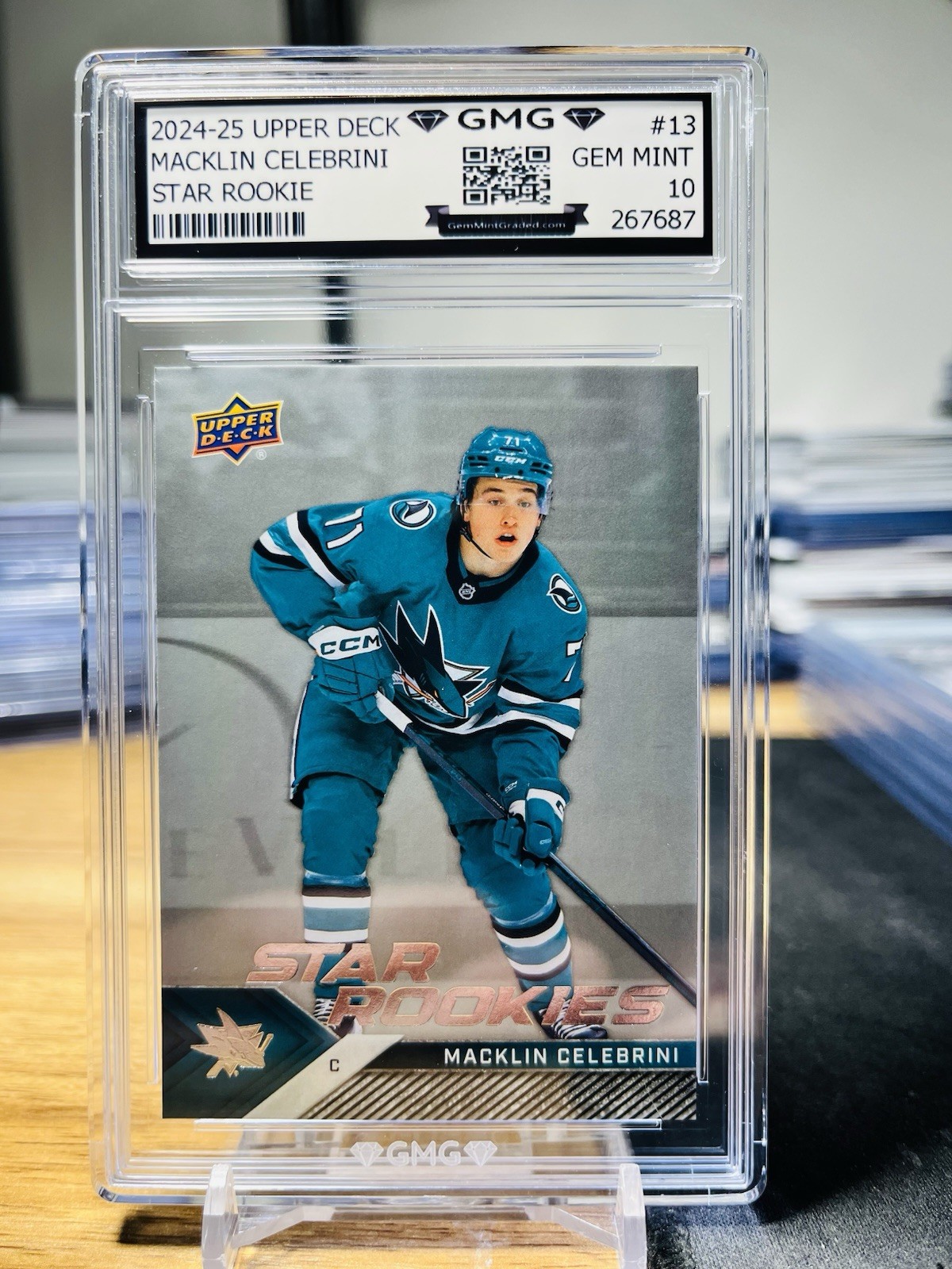 2024-25 Upper Deck Macklin Celebrini Star Rookie GMG Graded 10 Gem Mint 💎 RC