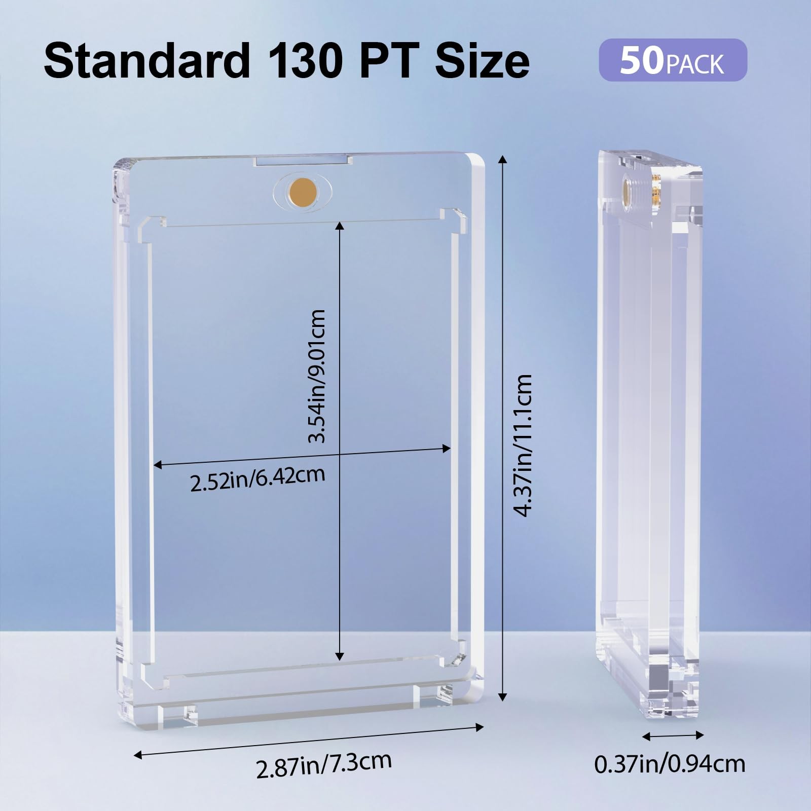 50 Pack Trading Card Holder, Single Card Case, Hard Plastic Protector Cover