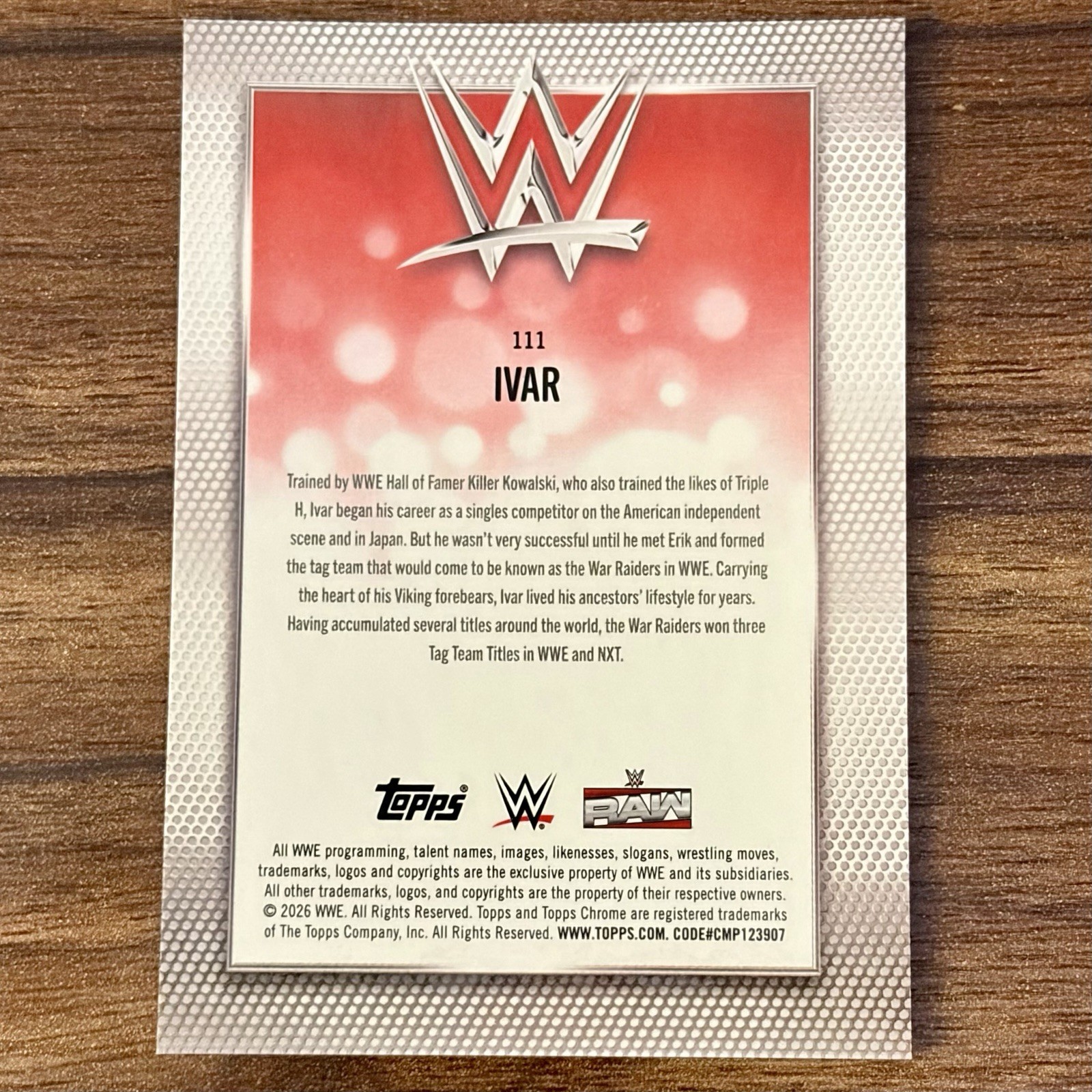 2026 Topps Chrome WWE Ivar Logofractor Red Refractor 2/5 WAR RAIDERS