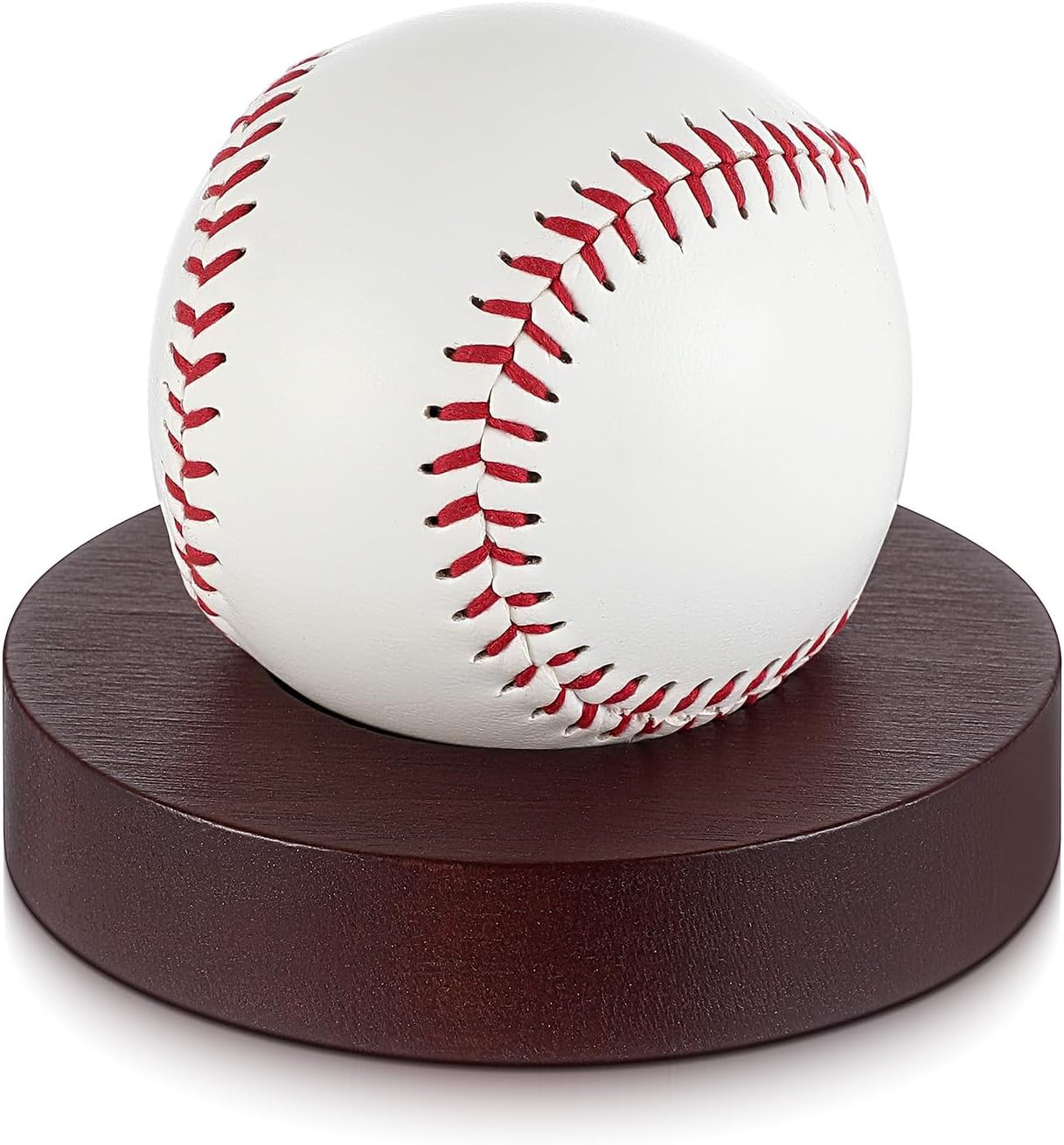 1 Pcs 3.94 in Baseball Display Stand Holder Case with Wooden Base, round Ball Ho