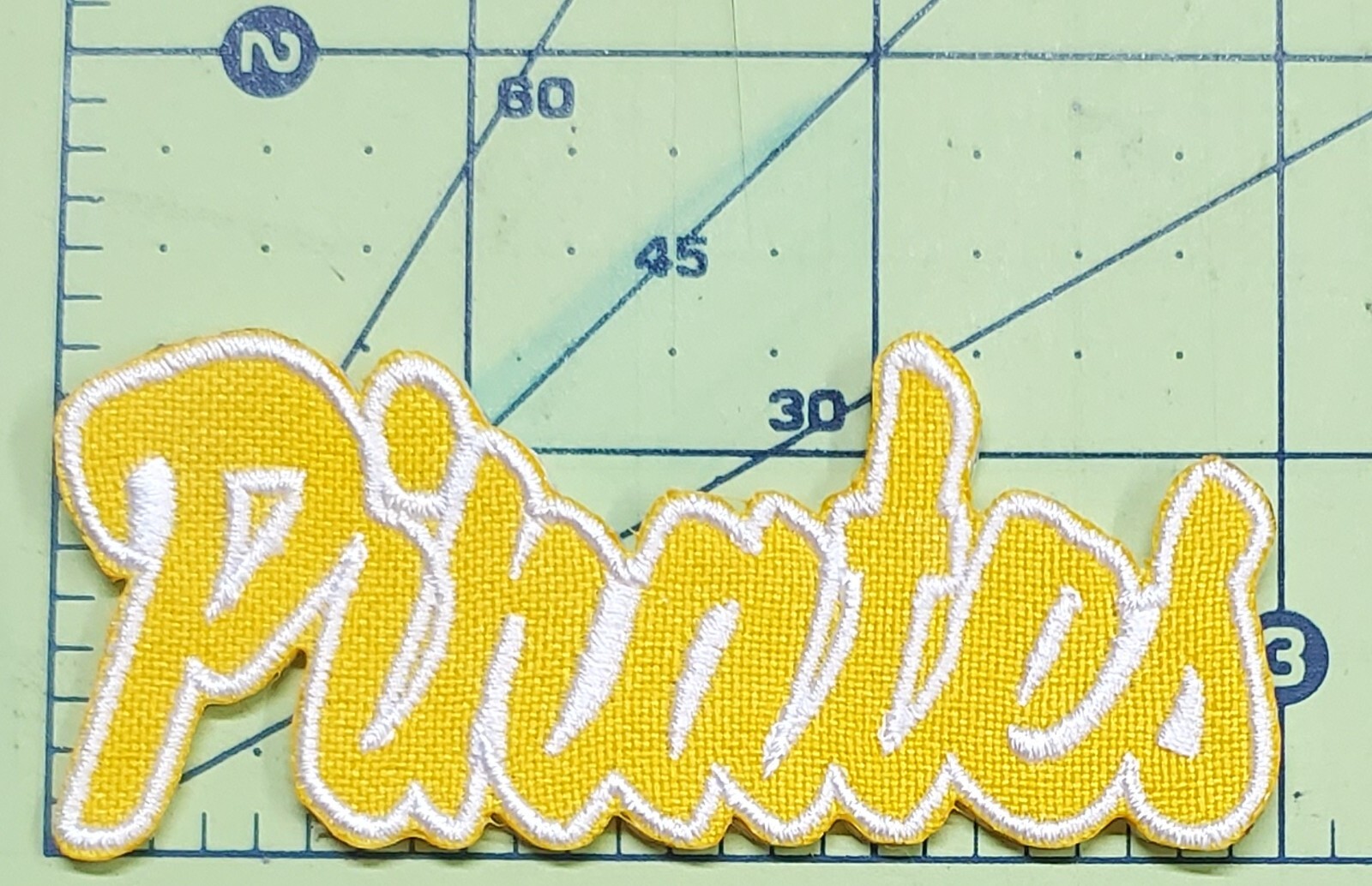 Pirates Text Embroidered Applique Iron On Patch Various Sizes Customize