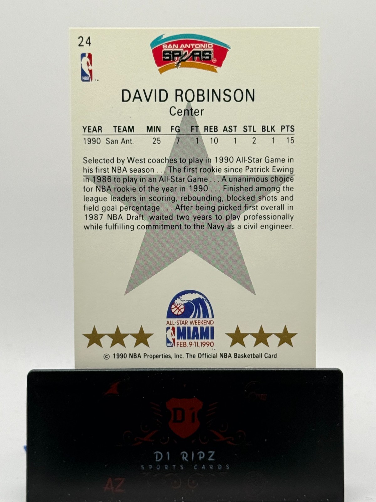 1990-91 NBA Properties David Robinson [Base] Base Set #24