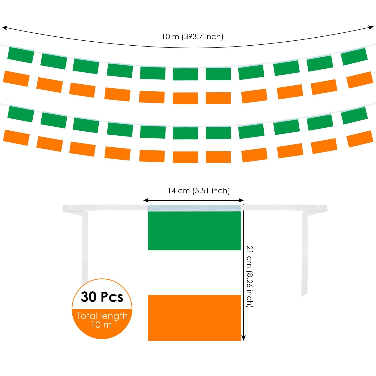 AhfuLife 30 Pcs Irish String Flags for St. 5.51×8.26 In-30 Pcs, Ireland