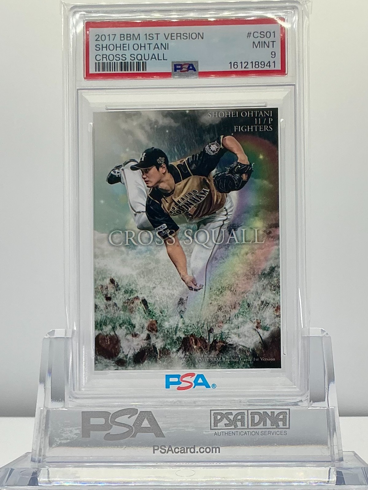 SHOHEI OHTANI 2017BBM 1ST VERSION CROSS SQUALL PITCHING #CS01 PSA9!LOWPOP!(RC)