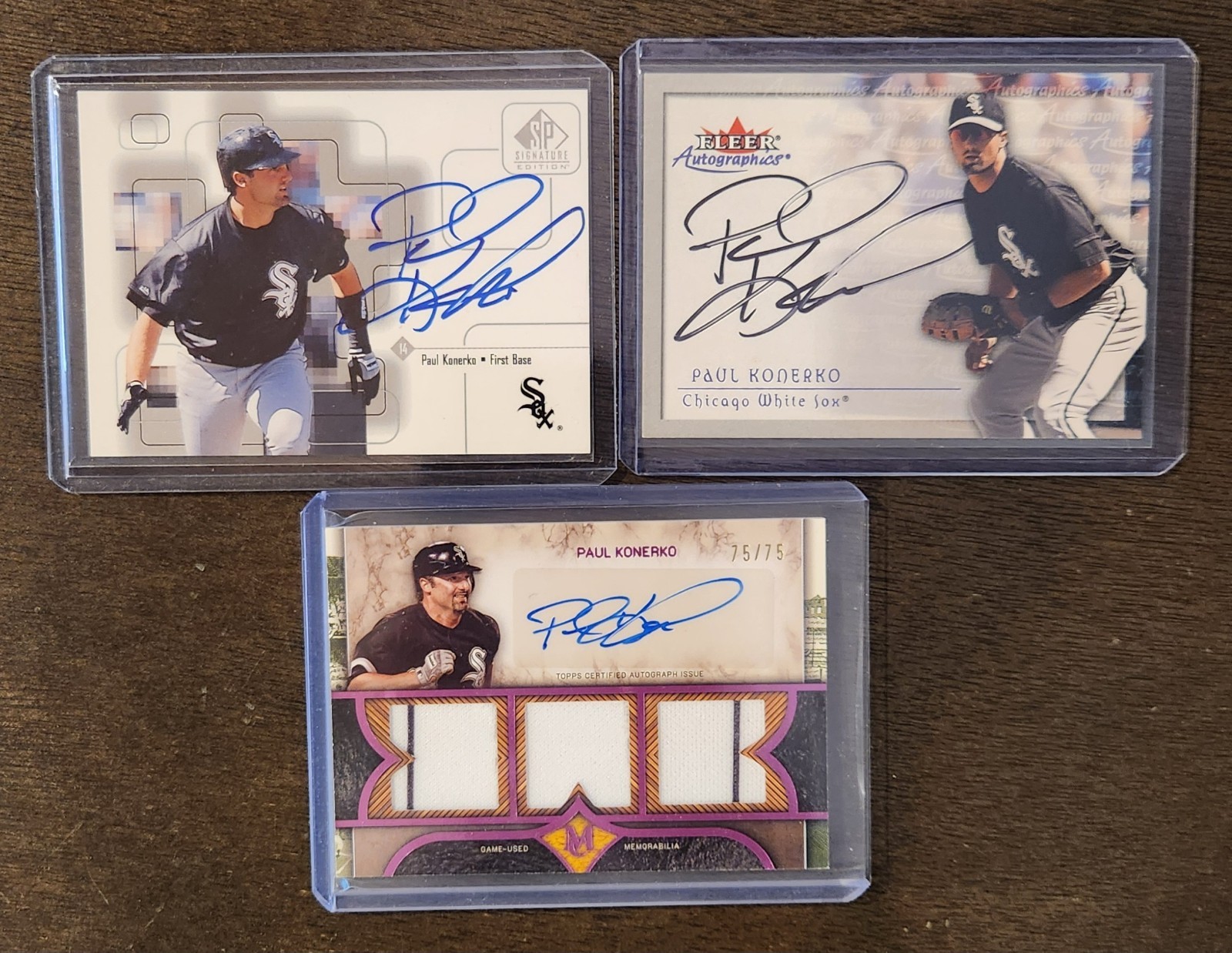 (3) Paul Konerko Auto 1999 SP Signature 2000 Fleer Autographics 2025 Topps 75/75