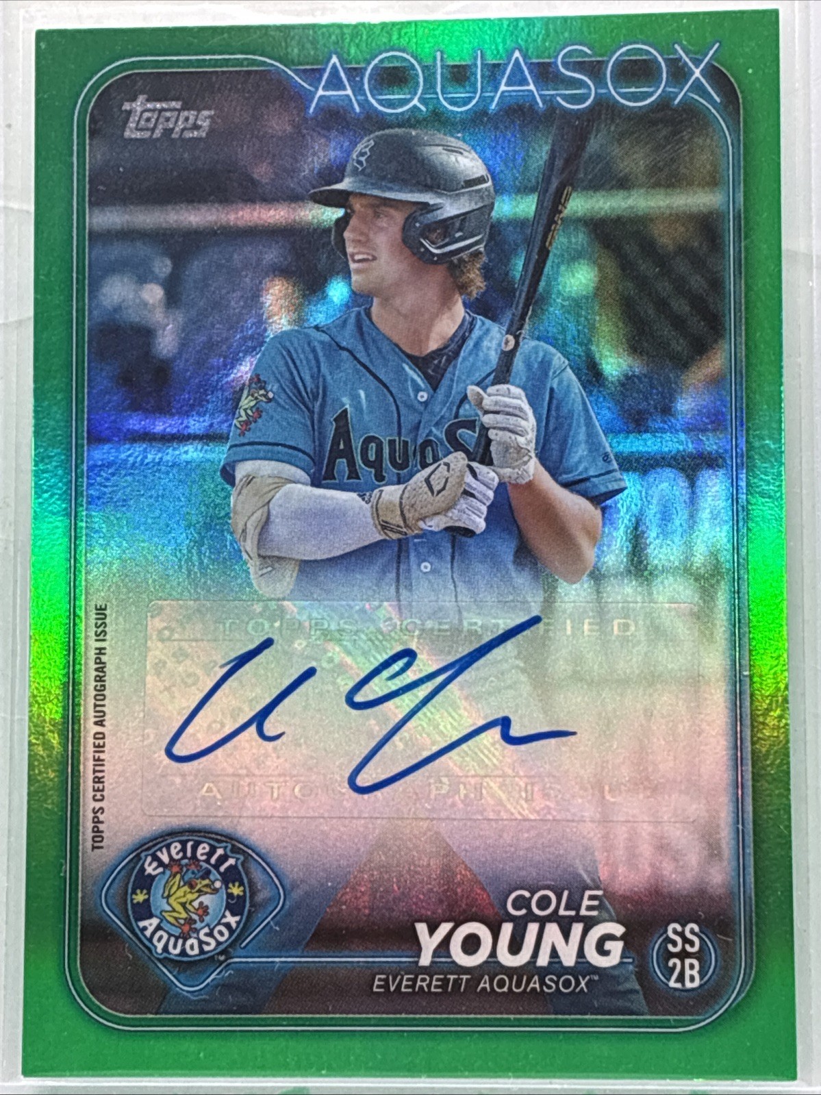 2024 Topps Pro Debut – Cole Young #PD-76 Green Foil Autographs /99 (AU, RC)