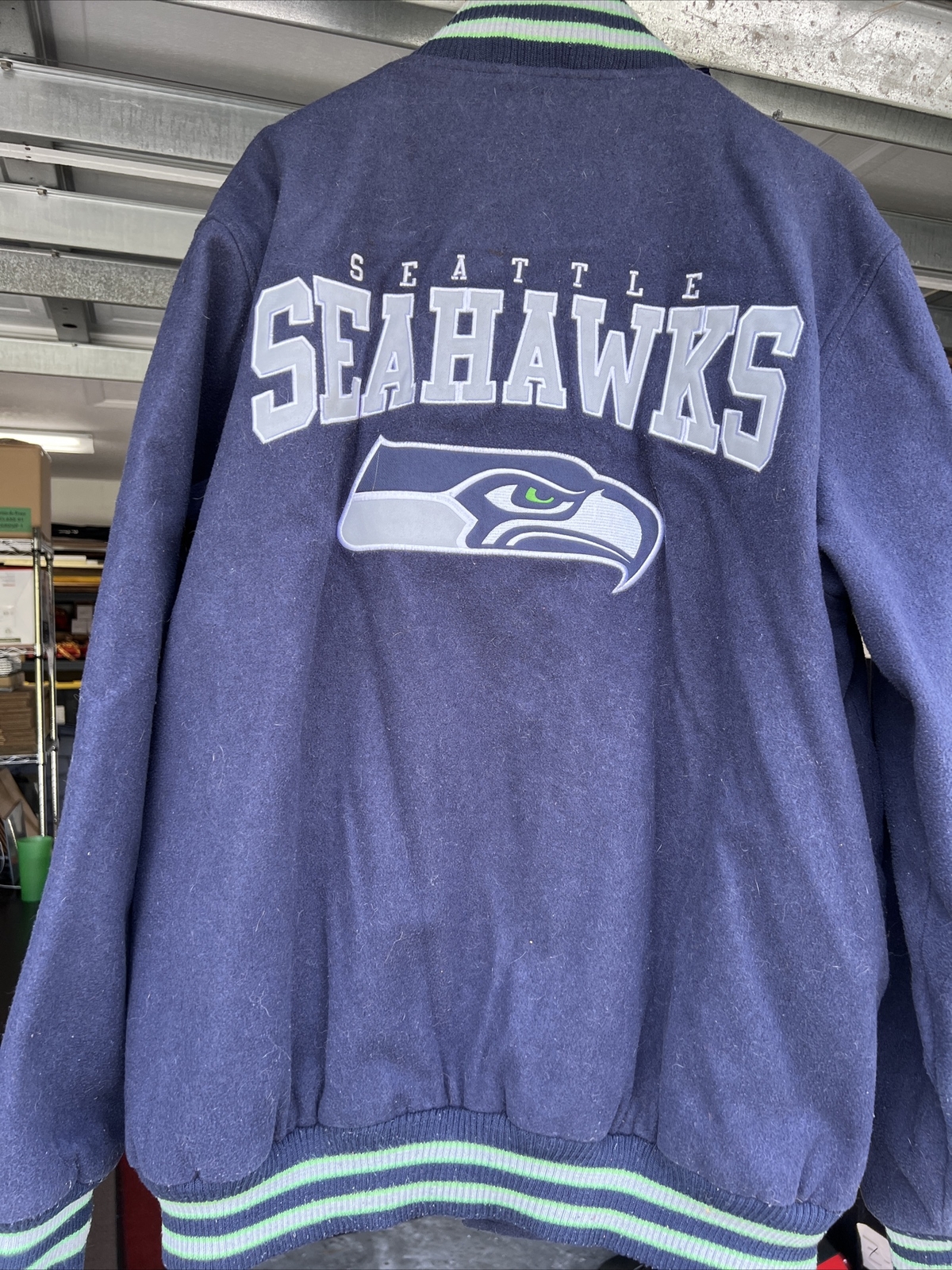 Seattle Seahawks Vintage Jacket G-III Dark Blue Logo Size XL NFL Football Coat
