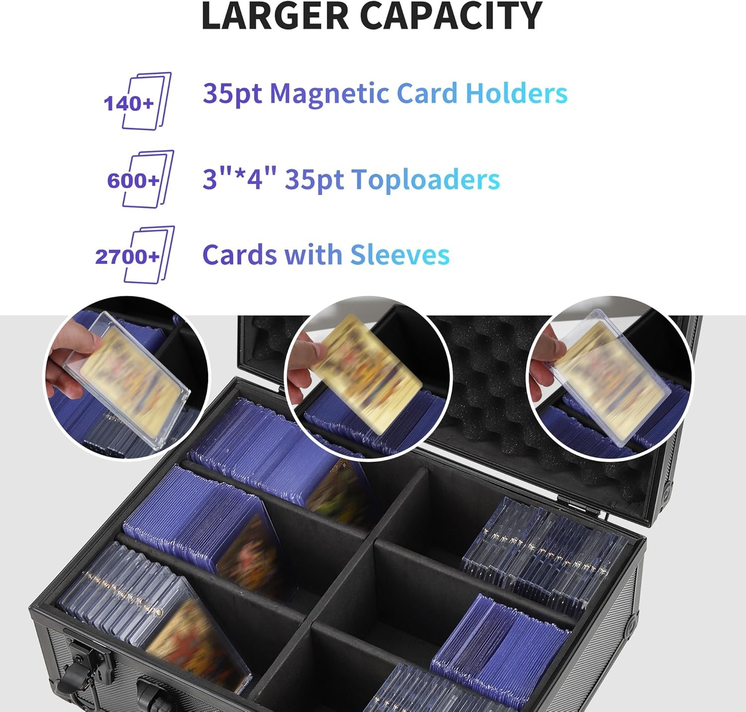 New Toploader Hard Case For 3″ x 4″ 35pt Sports Cards Storage Boxes Holds 600+