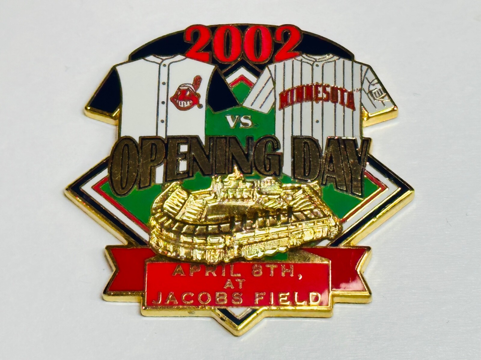 Cleveland Indians vs Minnesota Twins Opening Game Day Pin April 8 2002 04/08/02