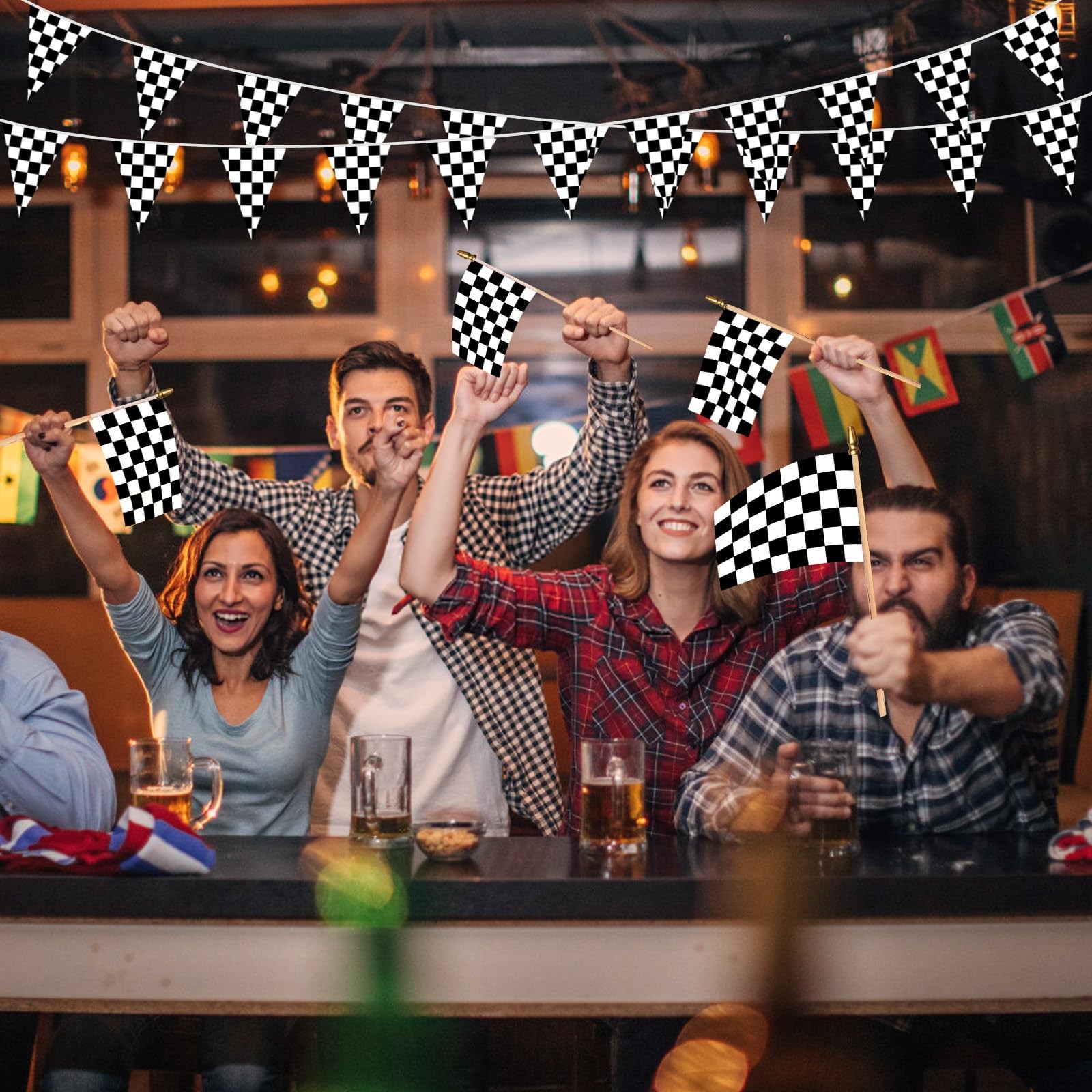 AhfuLife 30 Pcs Checkered Handheld Flag for Racing 5×8 Inch-30 Pcs,