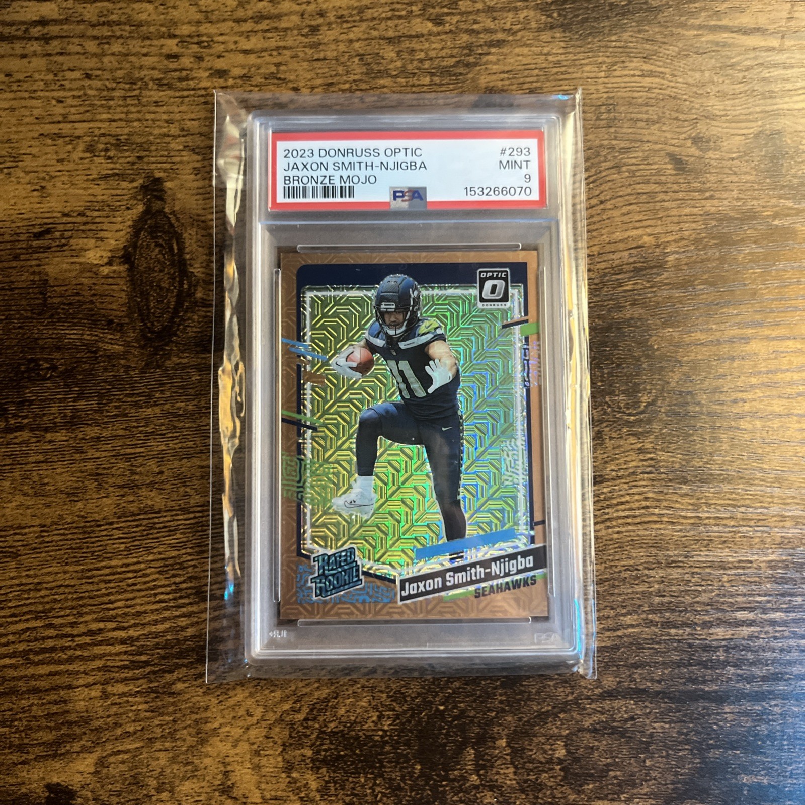 2023 Donruss Optic Jaxon Smith-Njigba Bronze Mojo Prizm RC 293 #d 22/35 PSA 9 A4