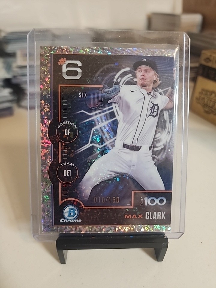 2025 Bowman Chrome MAX CLARK – Tigers, Scouts Top 100 Mini-Diamond /150 #BTP-6