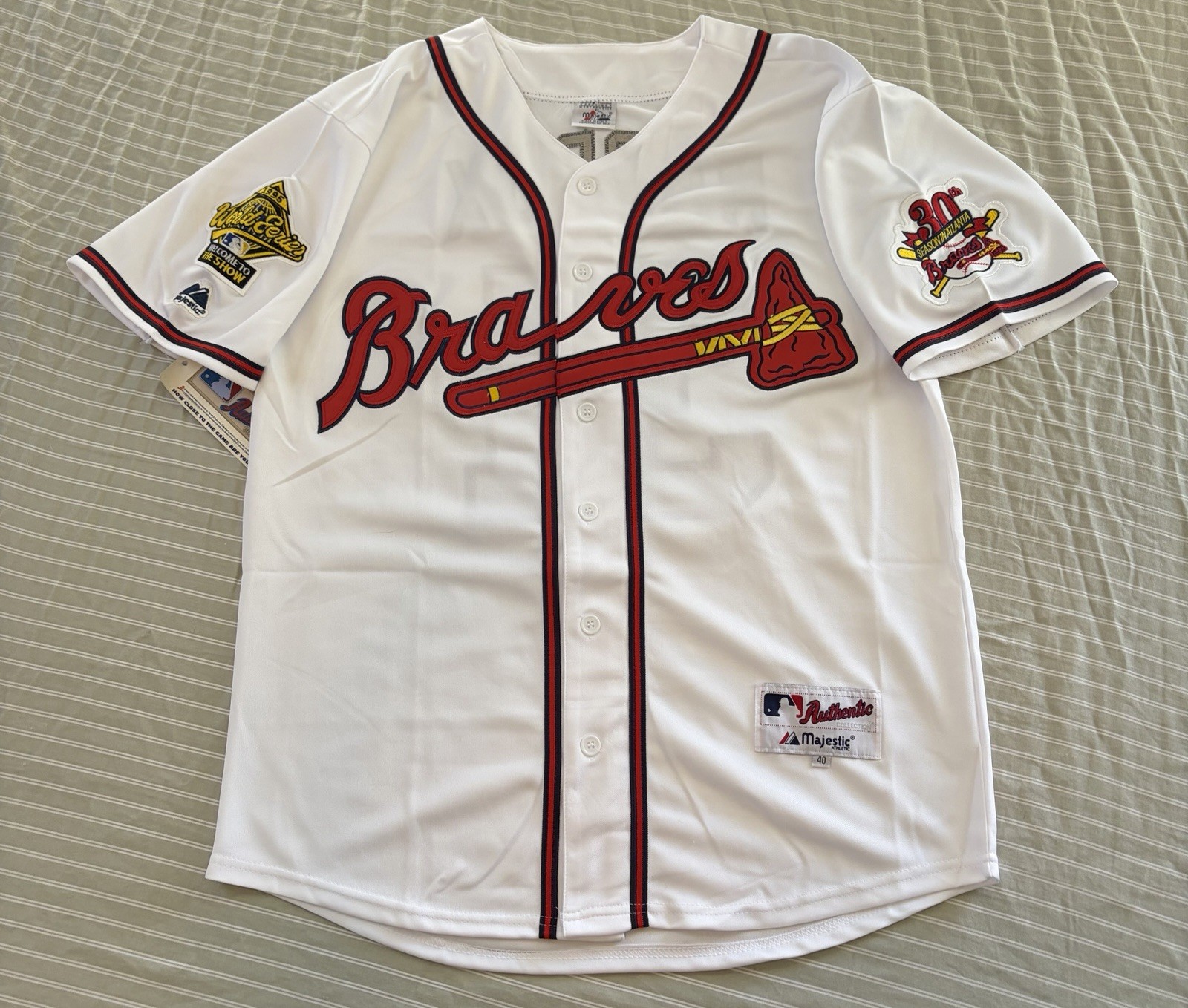 Chipper Jones Atlanta Braves 1995 World Series Home White Jersey Men’s