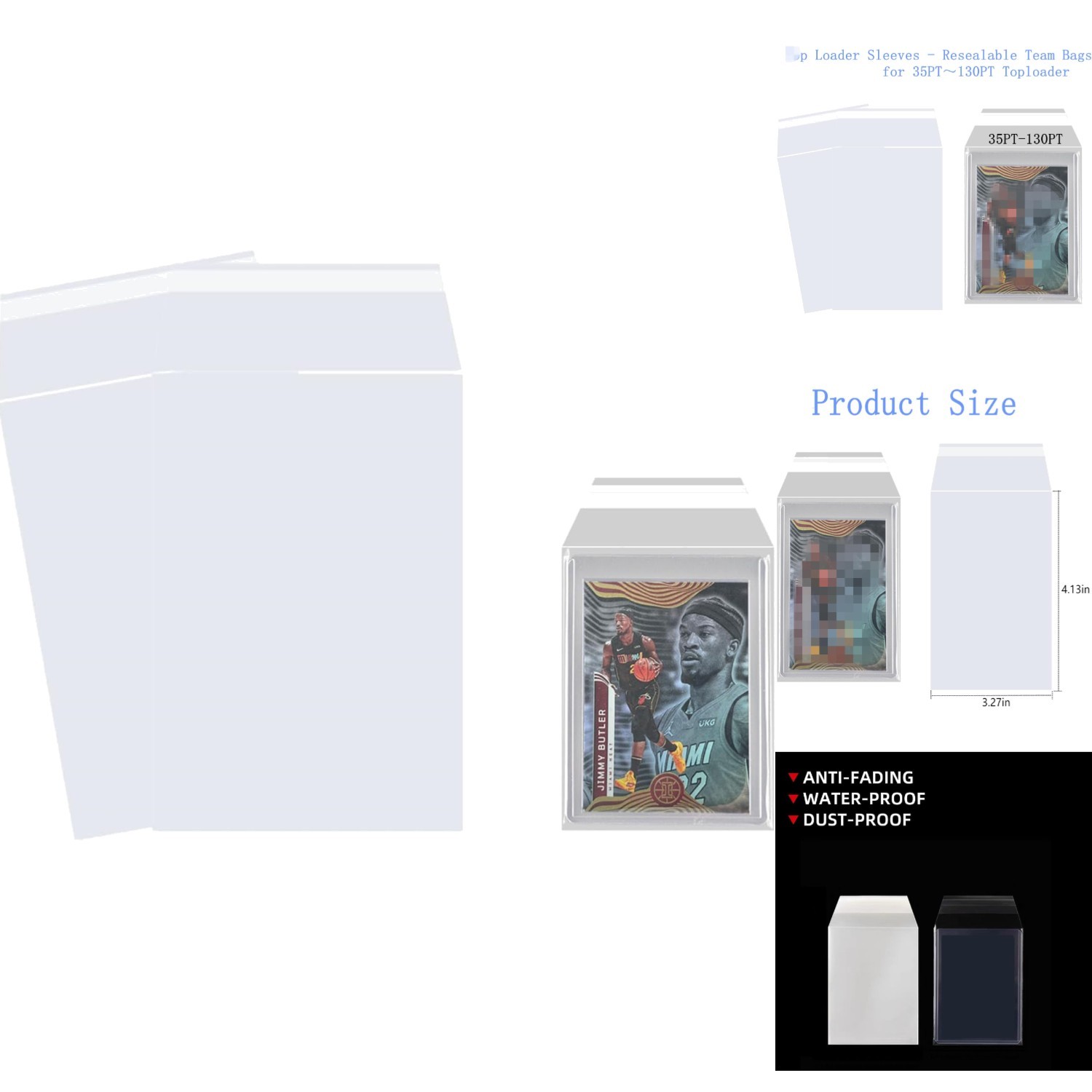 200 Resealable Team Bags for 35pt-130pt Toploaders Trading Card Protective Sl…