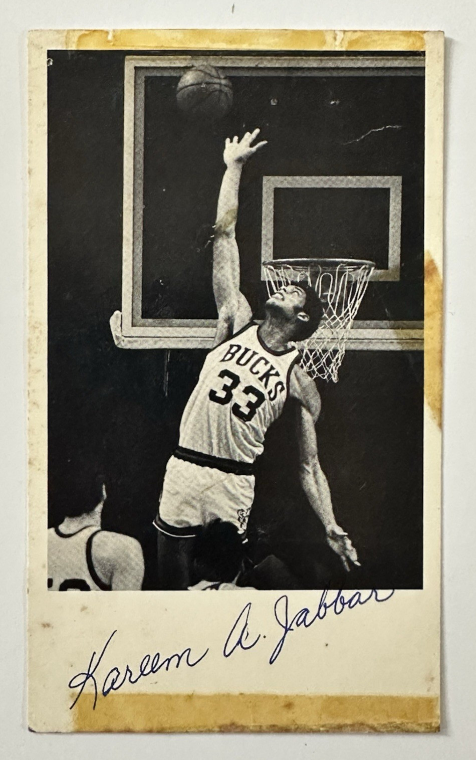 Vintage Kareem Abdul-Jabbar Signed 3.5×5.5 Photo Milwaukee Bucks Autograph