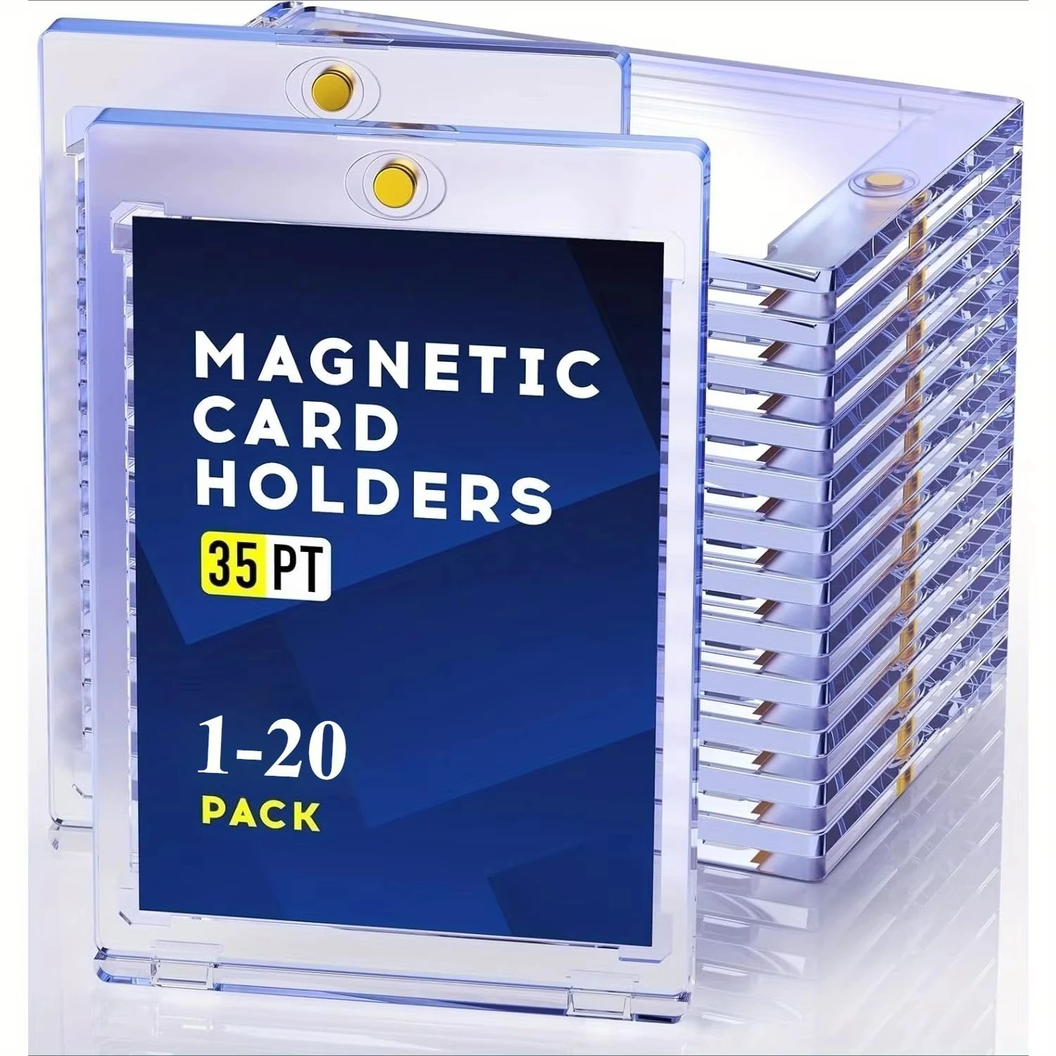 20 PCS 35pt Magnetic Card Holder for Cards, One Touch Hard Plastic Thick Cases