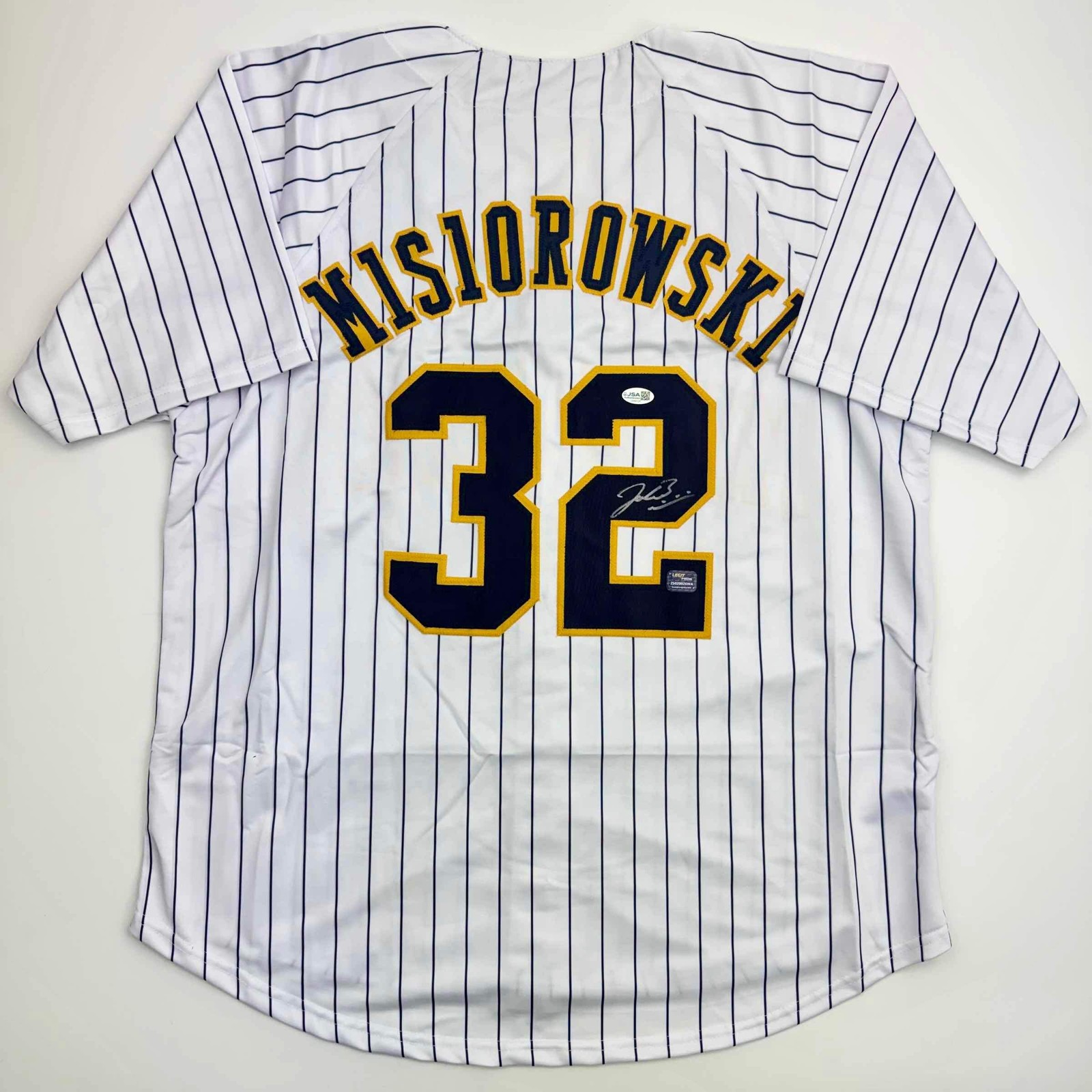 Autographed/Signed Jacob Misiorowski Milwaukee Pinstripe Jersey JSA COA