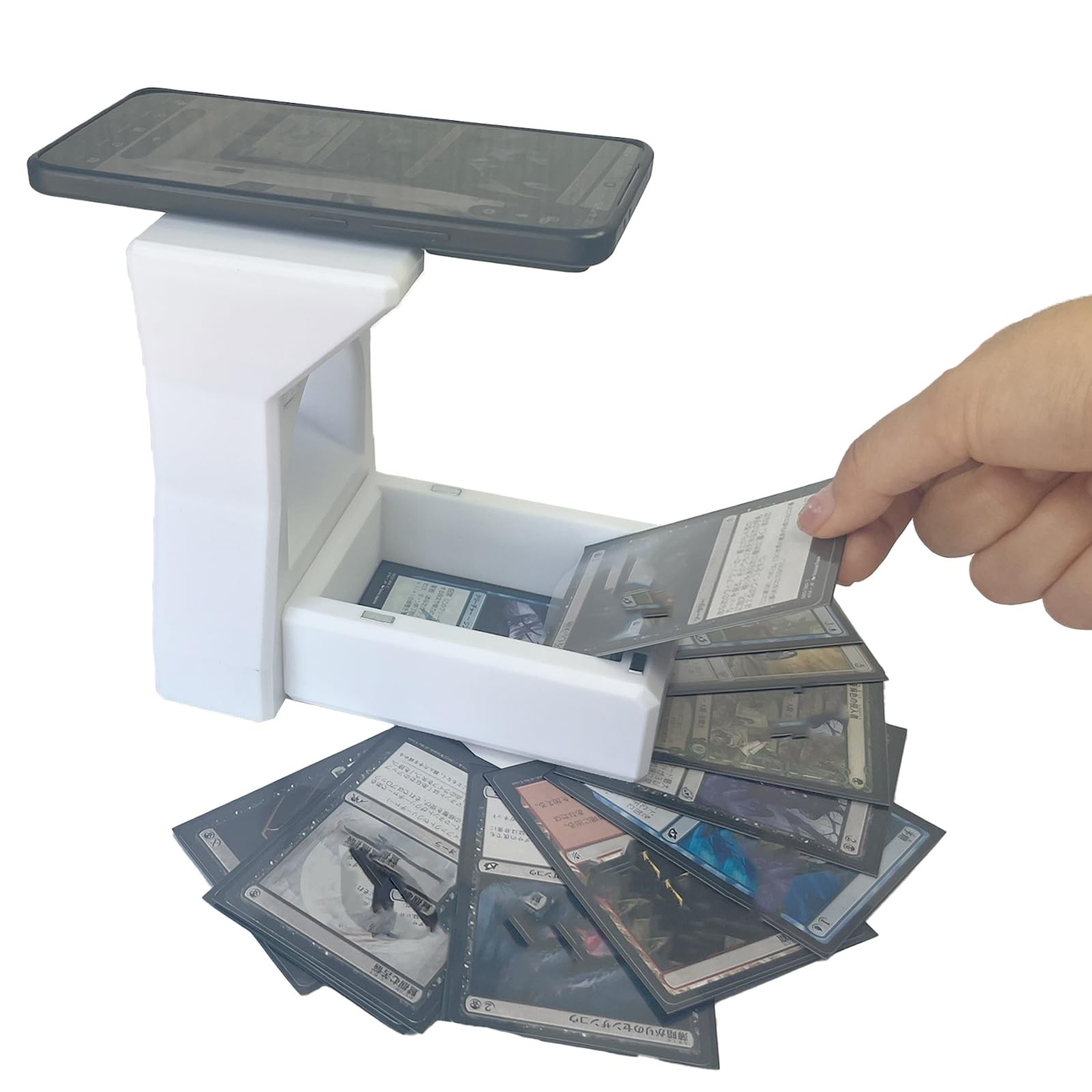 Trading Card Scanner Stand, Detachable Portable Holder with Card Box & Storage B
