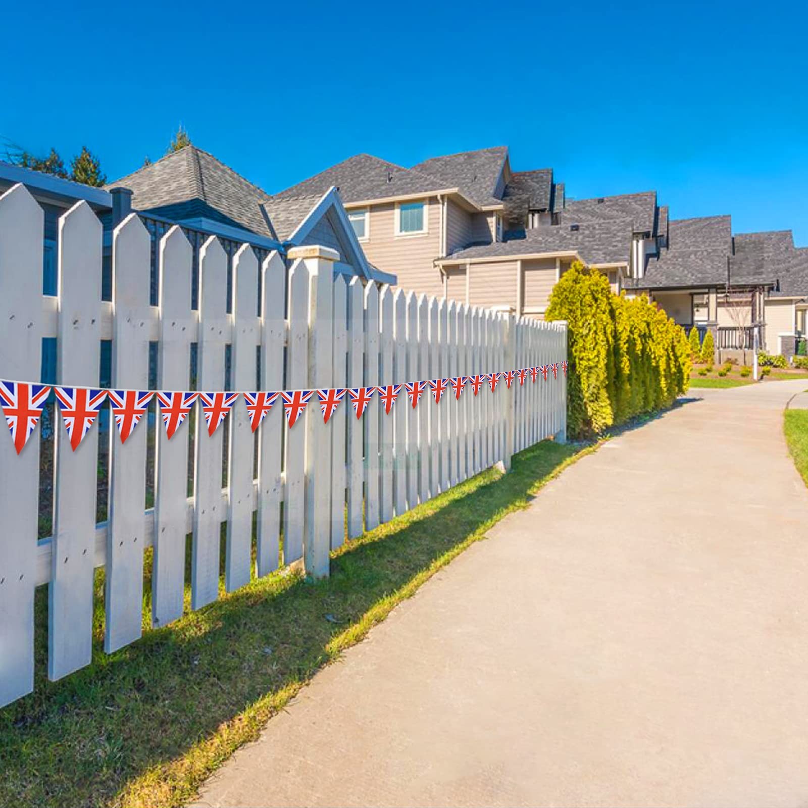 AhfuLife 30 Pcs Union Jack String Pennant 5.51×8.26 in-30 Pcs, UK-Triangular