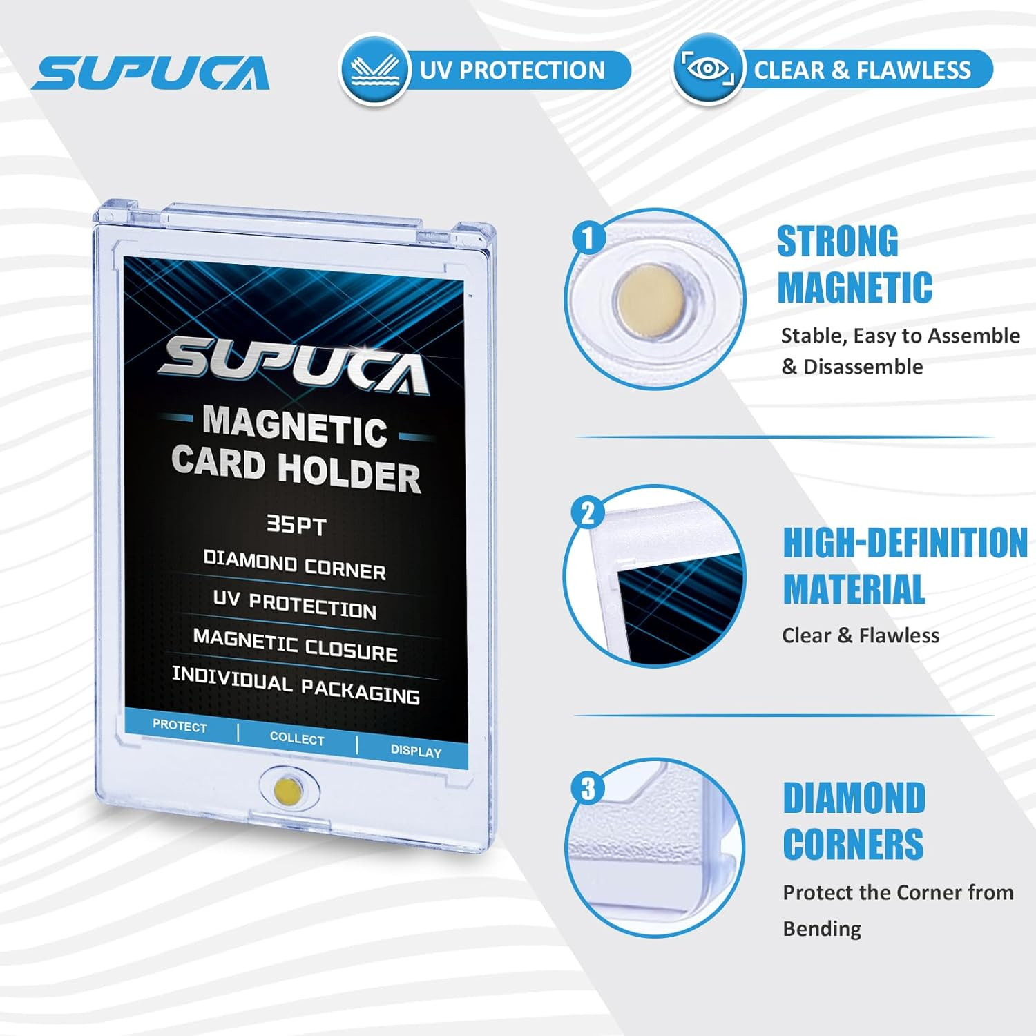 100Ct Magnetic Card Holders – One Touch Display Case for Trading Cards