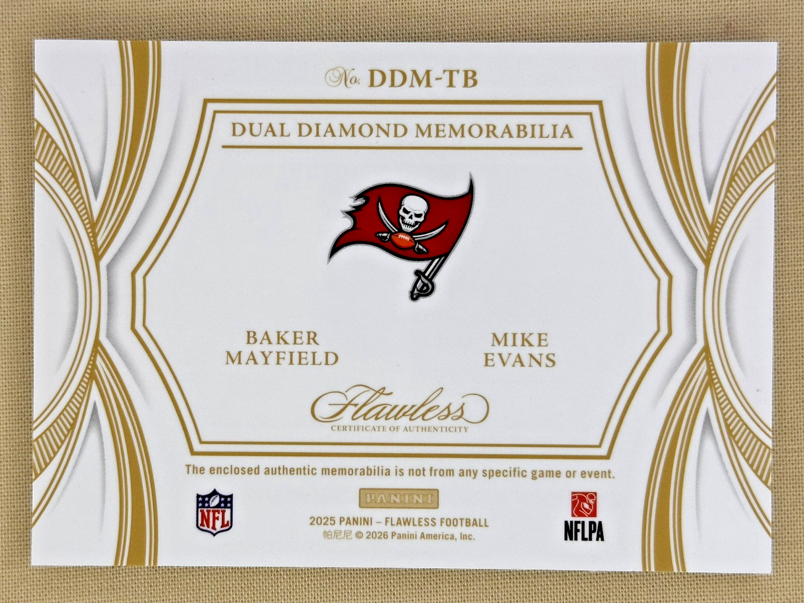 2025 Flawless Baker Mayfield Mike Evans dual 2 color patches 5/10 TB Buccaneers