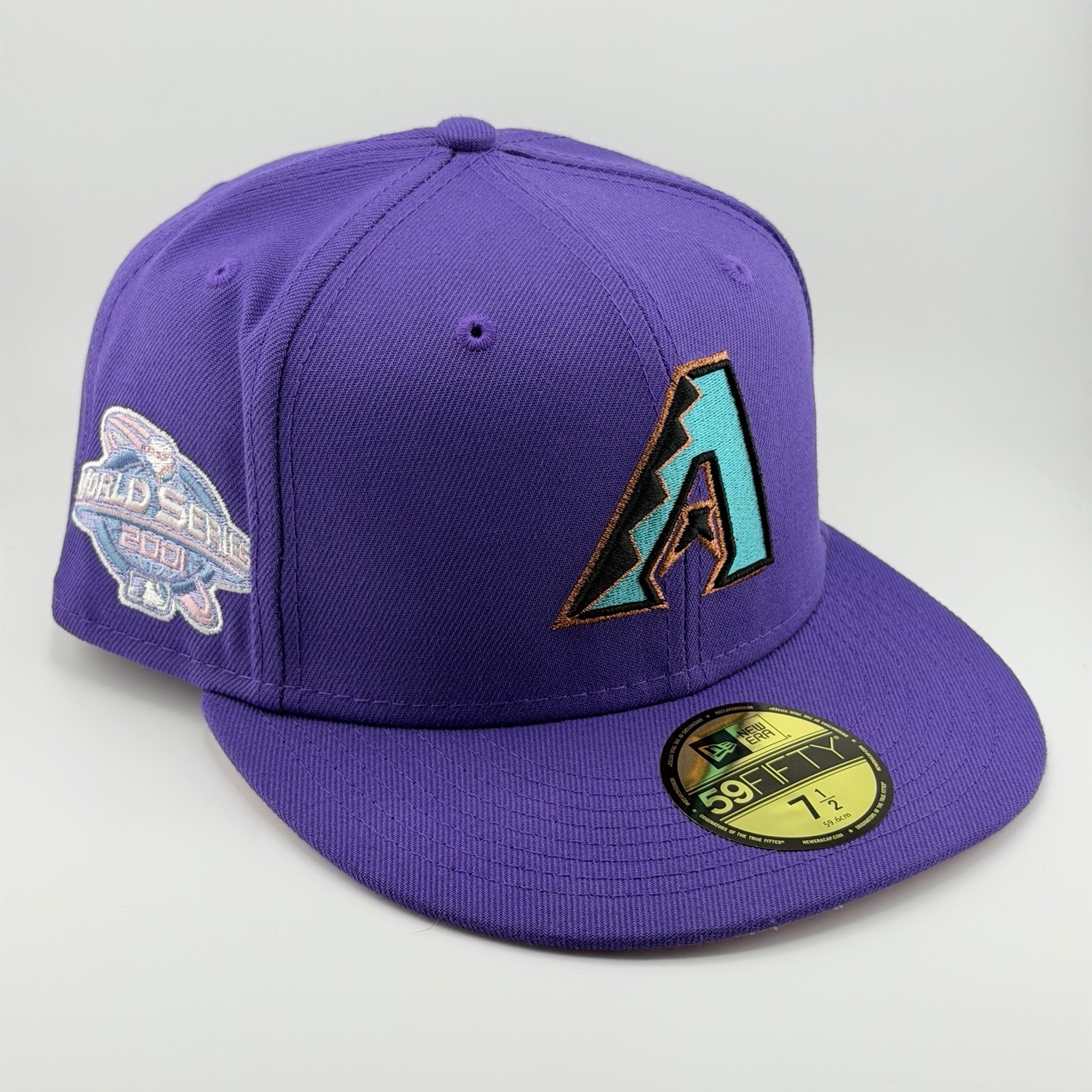 New Era Arizona Diamondbacks Fitted Hat 2001 WS Patch Purple Pink UV 7 1/2 NWT