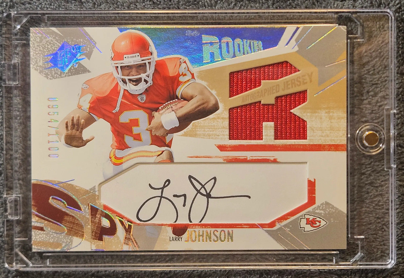 2003 Upper Deck SPx #205 Larry Johnson Rookie RC /1100 Jersey Autograph Auto
