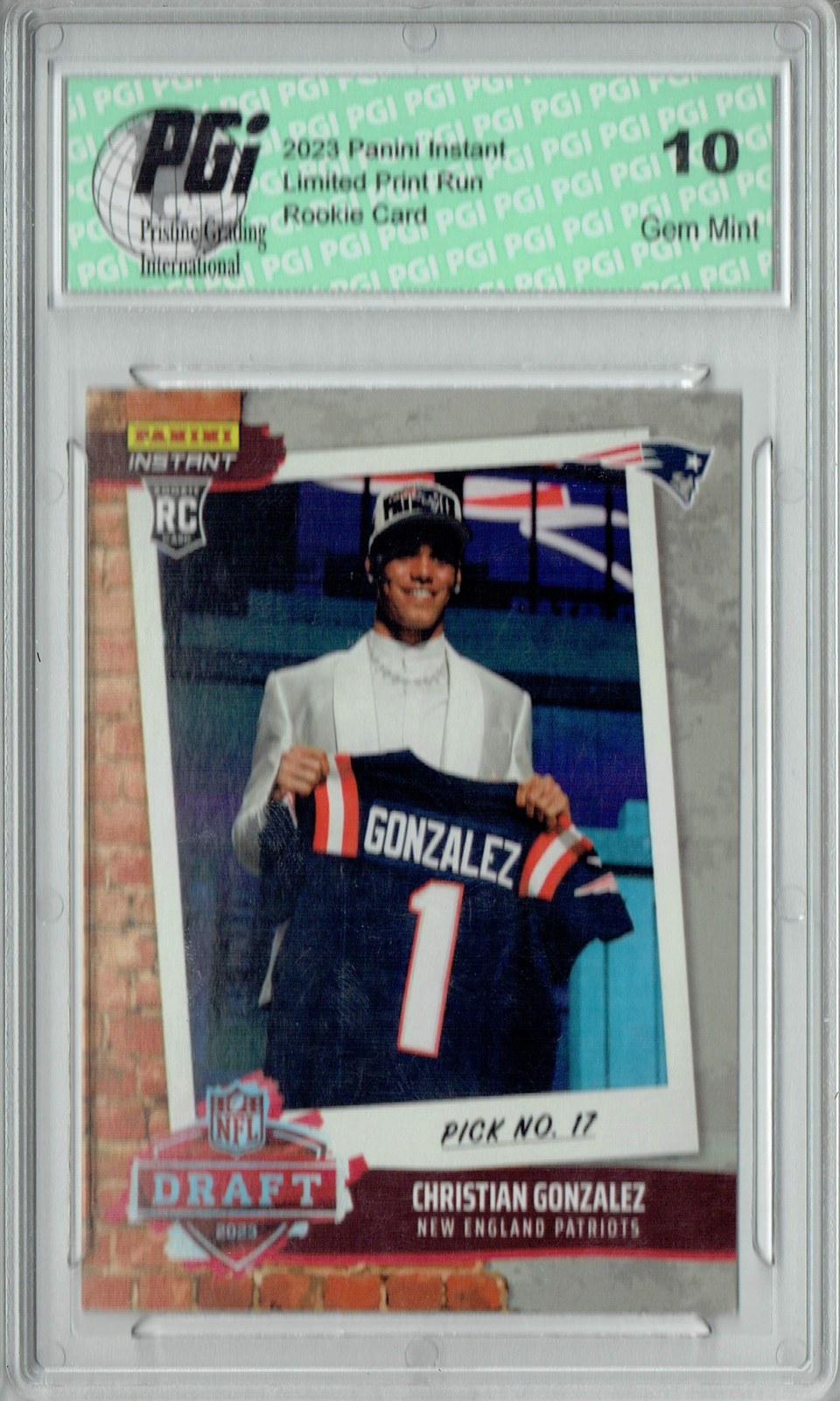 Christian Gonzalez 2023 Panini Instant DN30 Draft Night 1/722 Rookie Card PGI 10