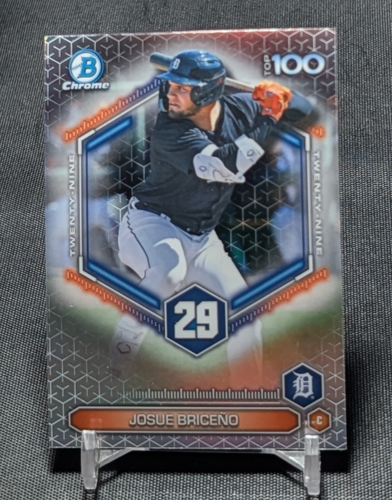 Josue Briceno Top 100 Chrome Refractor Rookie RC 2026 Bowman Card #BTP-29 Tigers
