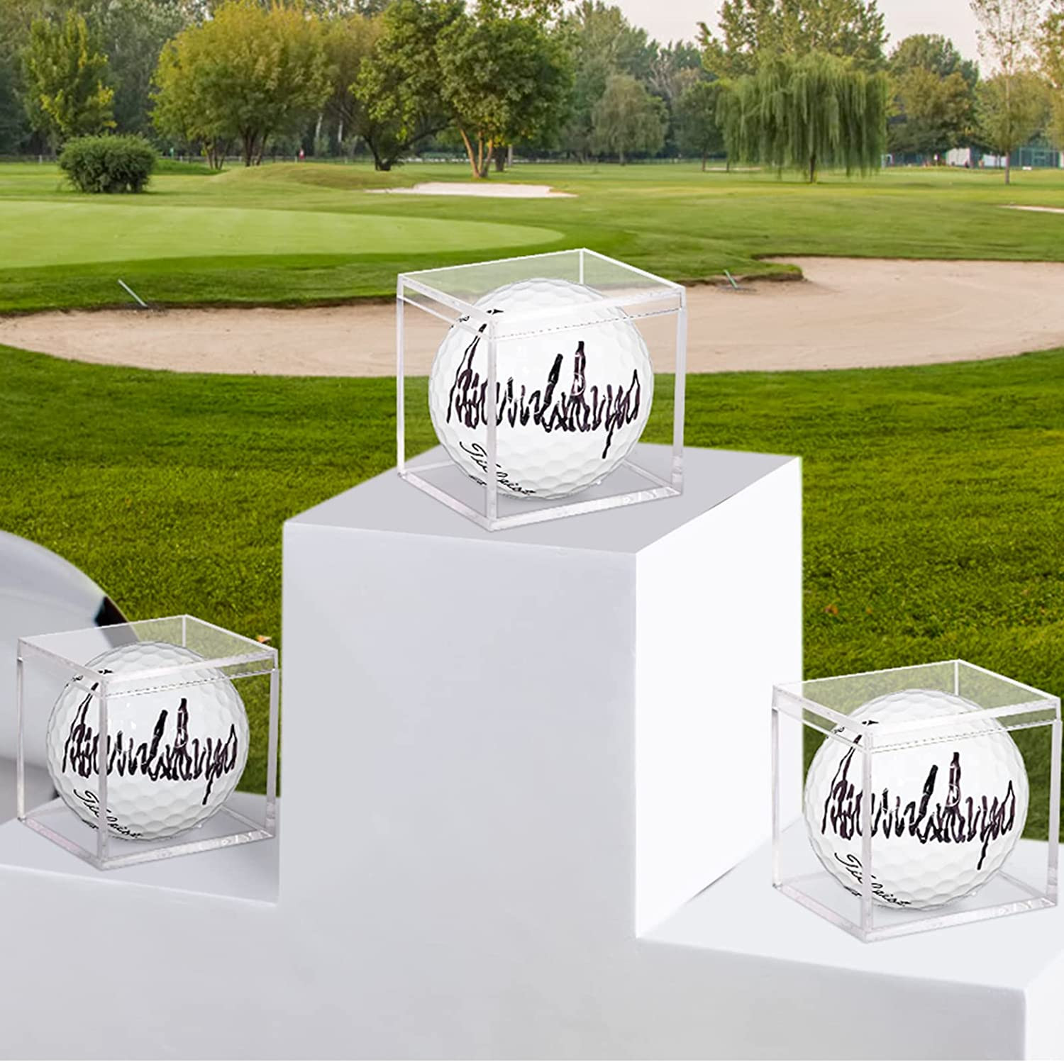 3 Pack Championship Ring Display Case Clear Acrylic Display Case Mini Baseball S