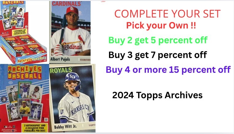 2024 Topps Archives Baseball Singles #251 -300 You Pick Complete Your Set