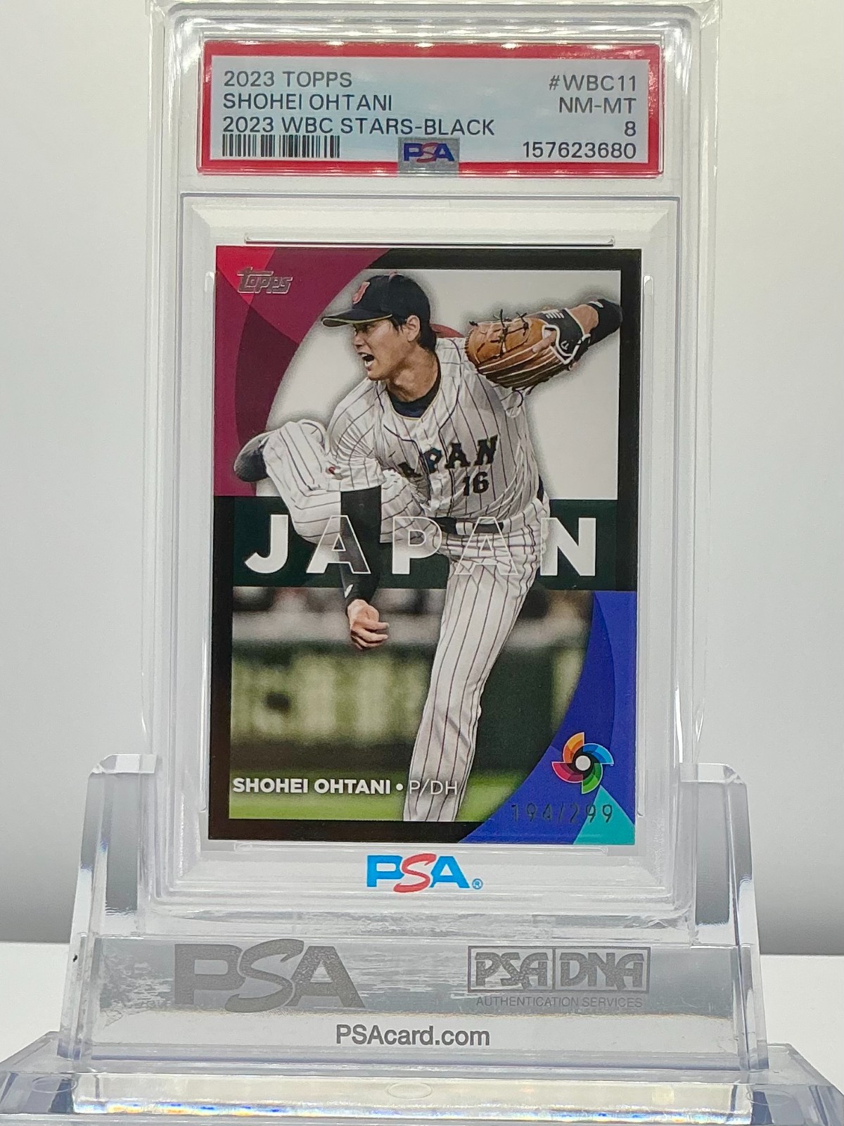 SHOHEI OHTANI 2023TOPPS WBC STARS-BLACK(/299) #WBC11 PSA8!POP12!