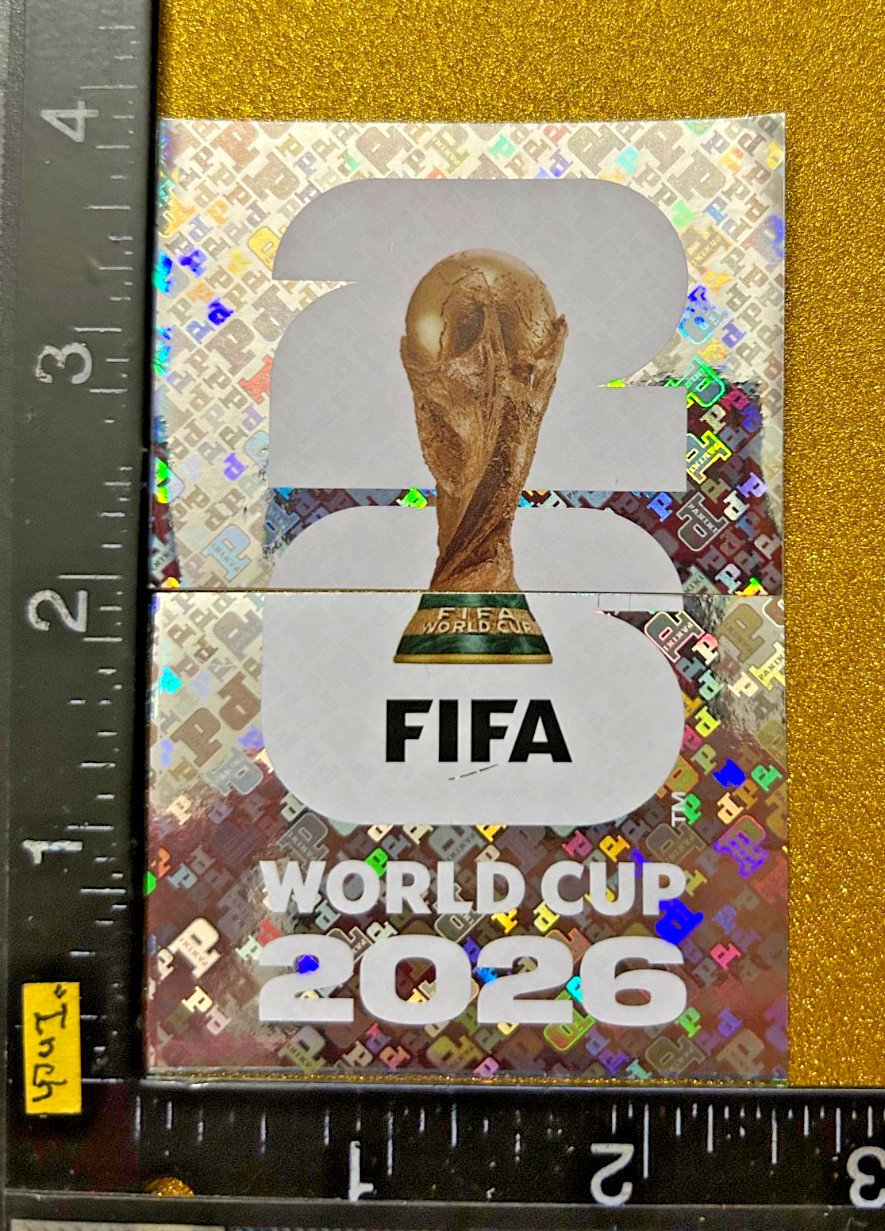 OFFICIAL EMBLEM WITH TROPHY FOIL PANINI STICKER FIFA WORLD CUP 2026 USA-MEX-CAN