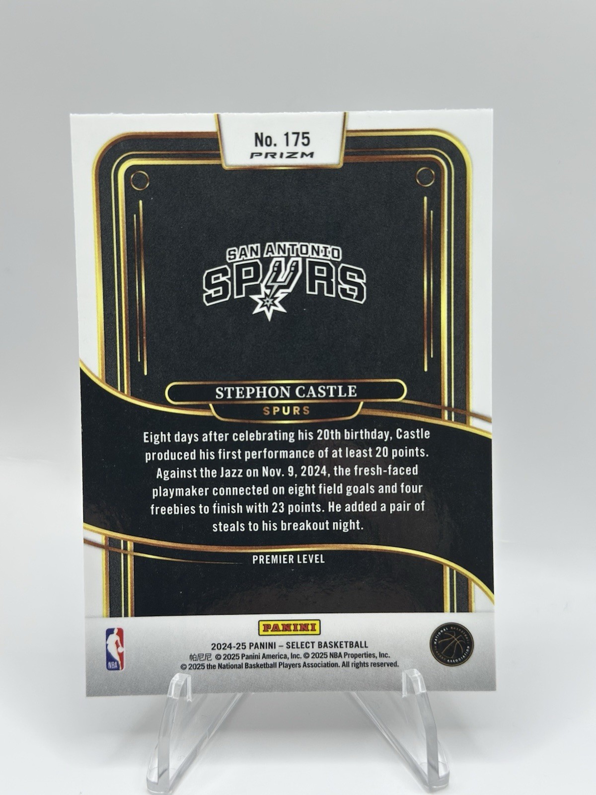 2024-25 Panini Select – Premier Level Stephon Castle #175 Silver Prizm (RC)