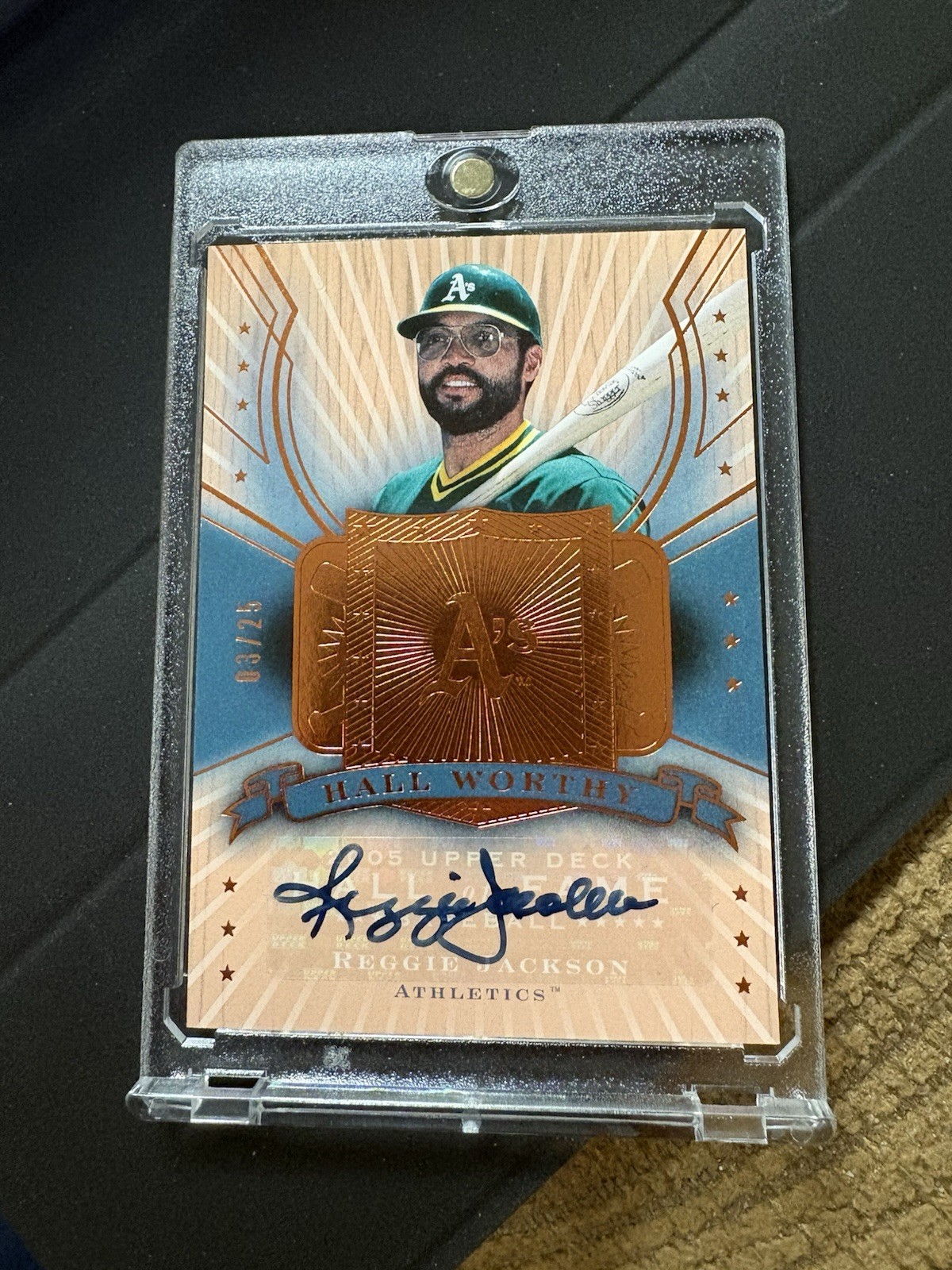 2005 UPPER DECK HALL WORTHY REGGIE JACKSON AUTO SIGNED /25 OAKLAND ATHLETICS