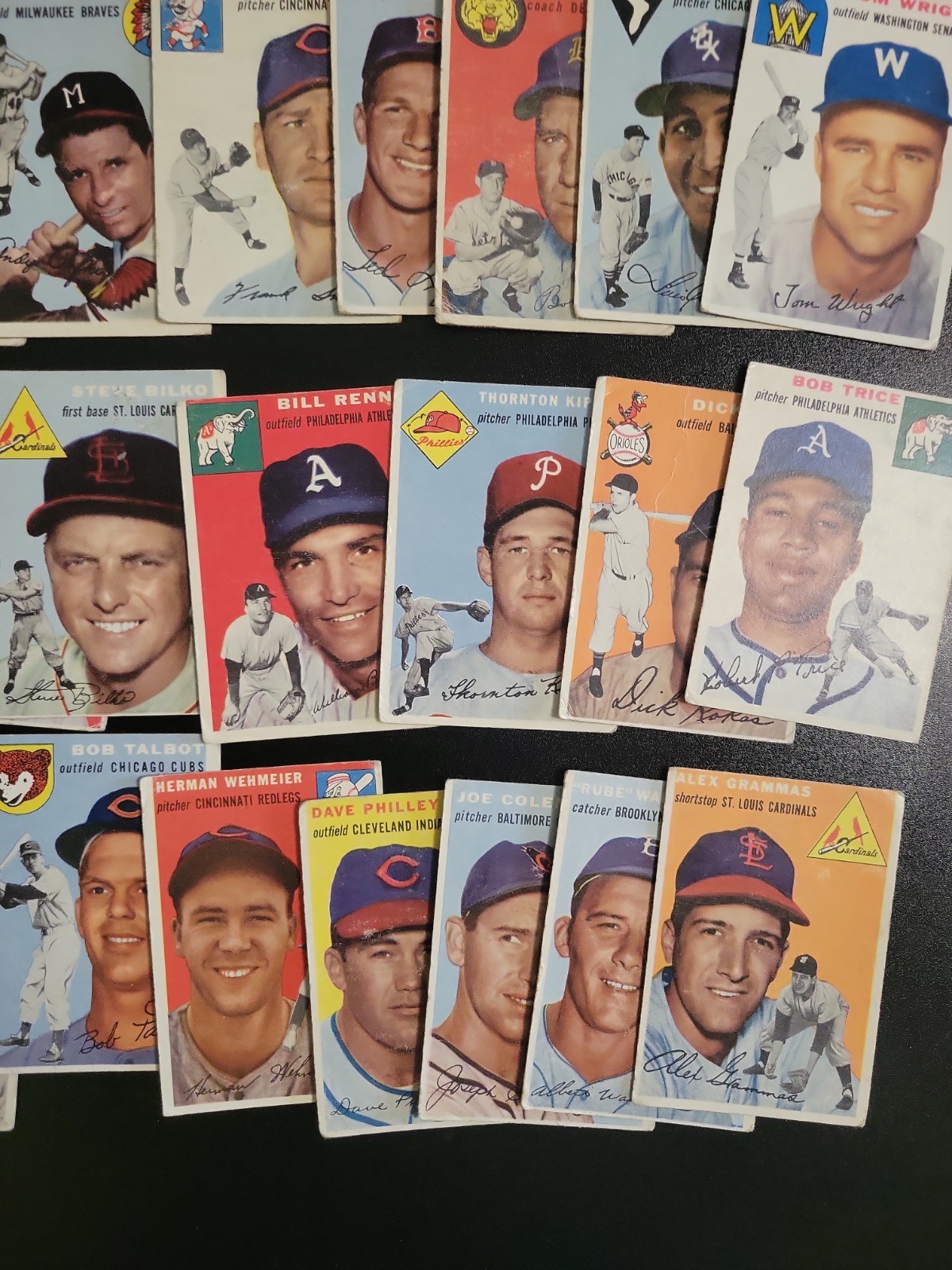 1954 Topps Baseball Card Lot – 43 Different Cards – W/ Hank Sauer and Gene Smith