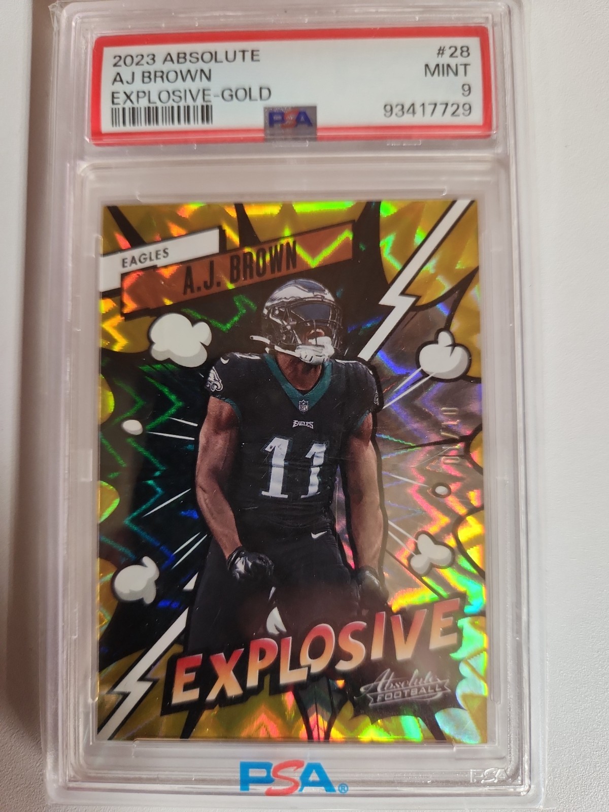 Panini 2023 Absolute Gold Explosive 1/10 A.J. Brown Philadelphia Eagles #28