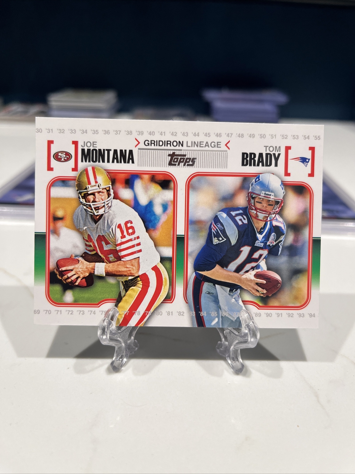2010 Topps Football Gridiron Lineage #GL-MOB Tom Brady Joe Montana INVEST GOAT