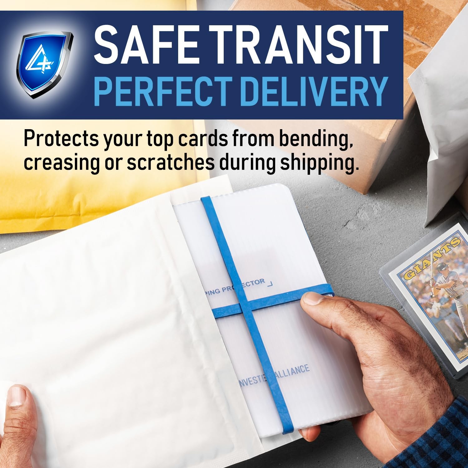Premium Bundle Trading Card Shipping Protector with Rubber Bands | Graded Car…