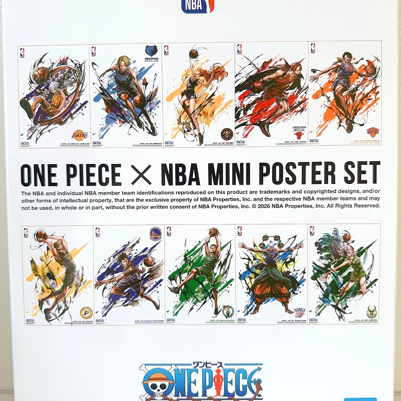 ONE PIECE x NBA Mini Poster Set 10 Sheets Limited Japan Official New
