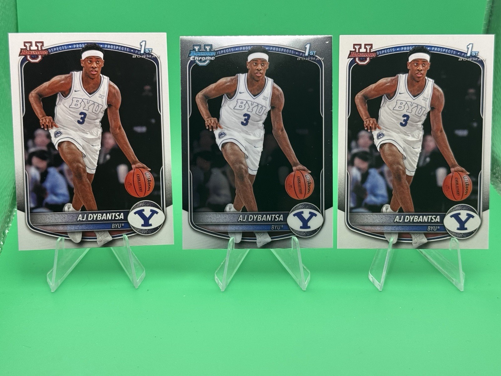 AJ Dybantsa Bowman U Chrome 1st Bowman #BCP-1 and 2 Bowman BPP-1 BYU #1 Pick
