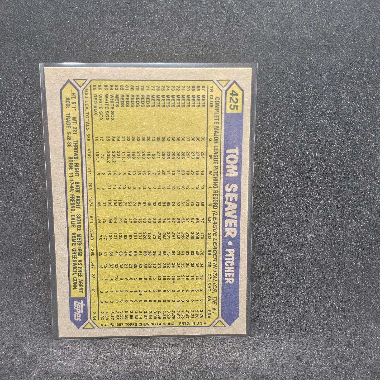 1987 Topps – Tom Seaver #425