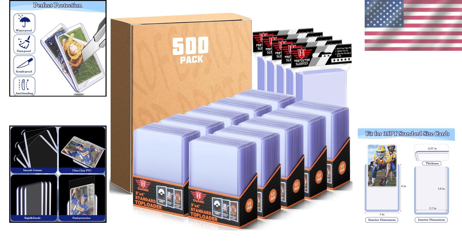 Durable 1000 PCS TopLoaders & Soft Sleeves for Safe Card Storage – Clear Design