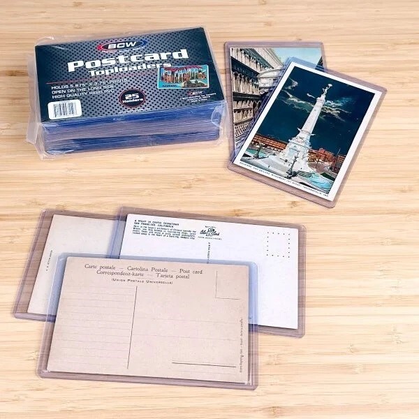 Postcard Sleeves Topload Holders 5 7/8 x 3 3/4 Pack of 25 BCW Rigid Protector