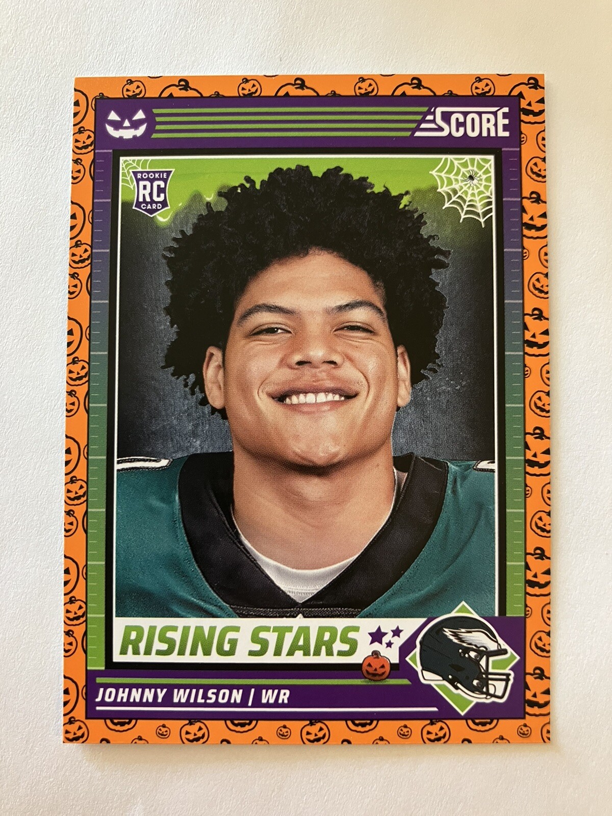 Johnny Wilson 2024 Score Halloween Rising Stars Orange Pumpkin #29 Eagles RC