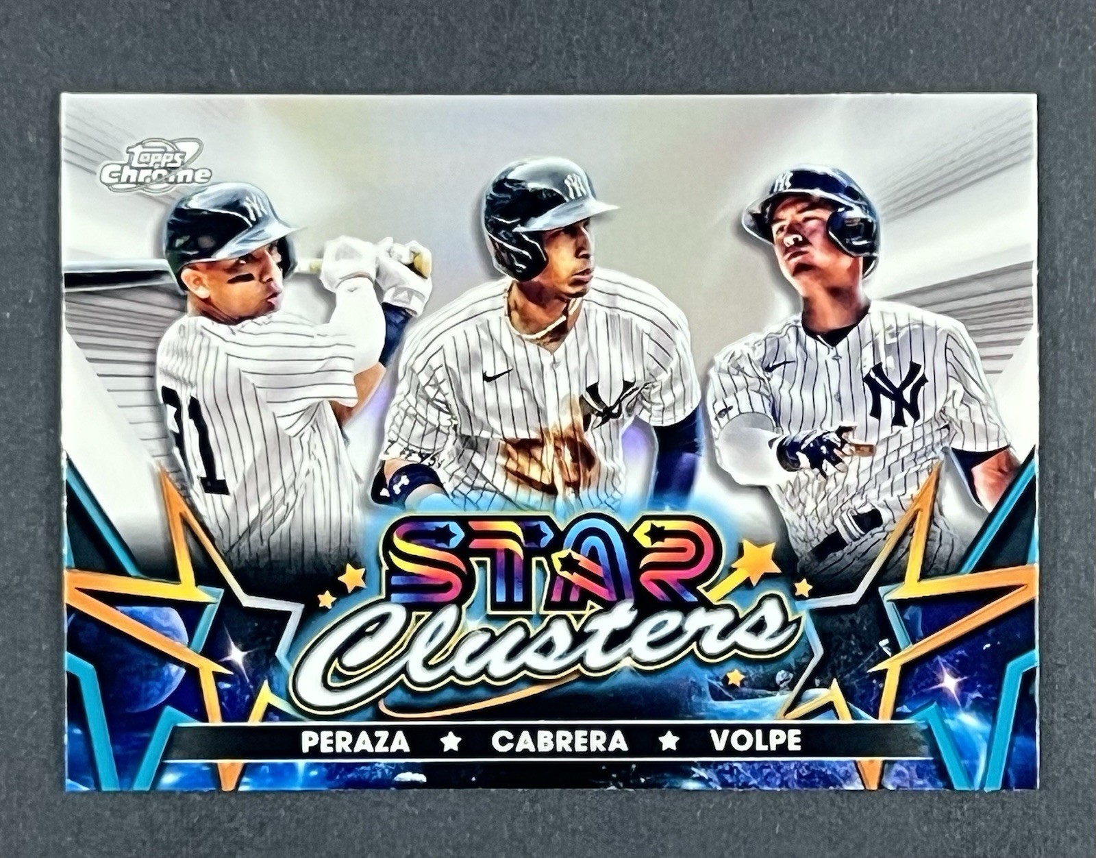 2023 Topps Cosmic Chrome #SC-14 Anthony Volpe / Peraza / Cabrera Star Clusters